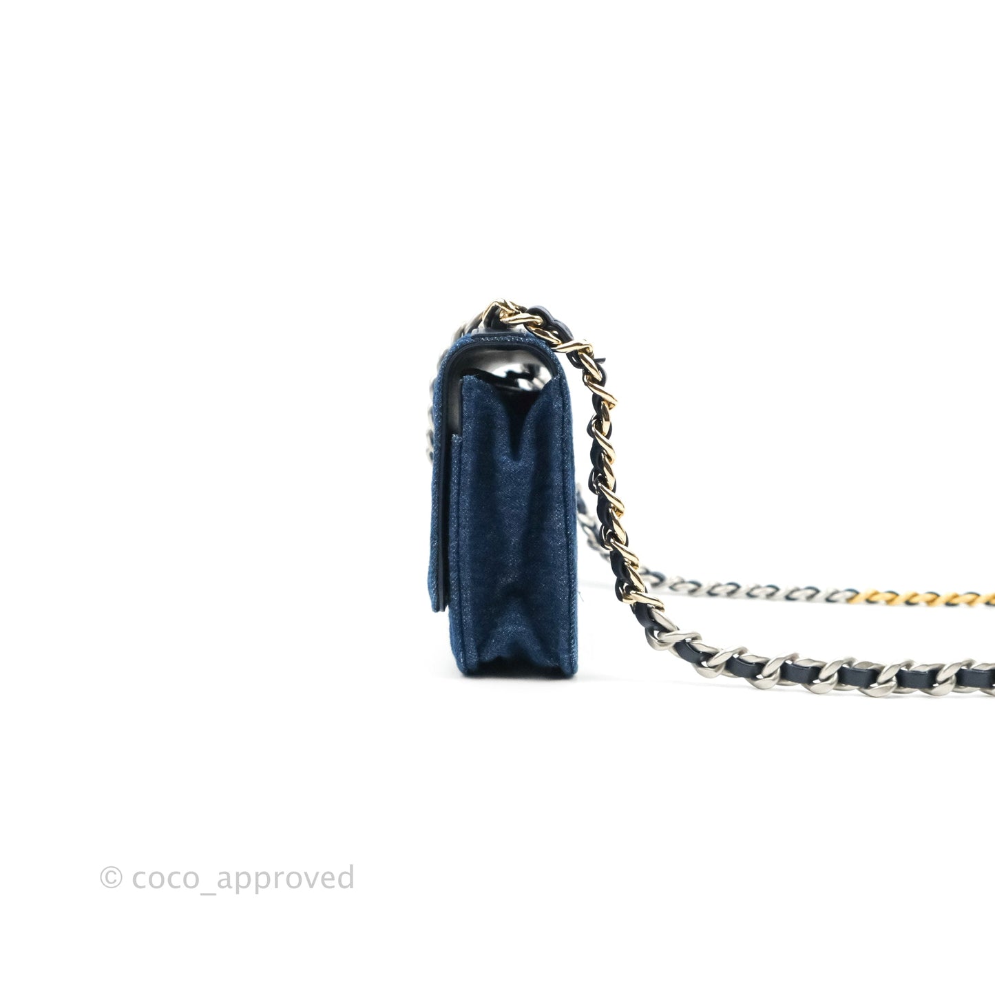 Chanel 19 Wallet on Chain WOC Blue Denim Mixed Hardware