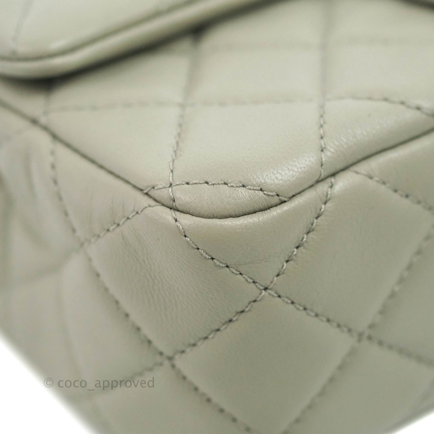 Chanel Mini Rectangular Pearl Crush Quilted Grey Lambskin Aged Gold Hardware 22C