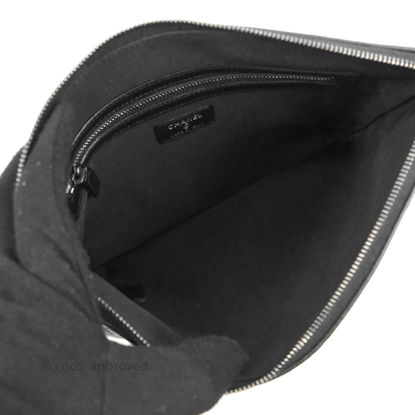 Chanel Gabrielle O Case Quilted Black Patent Goatskin