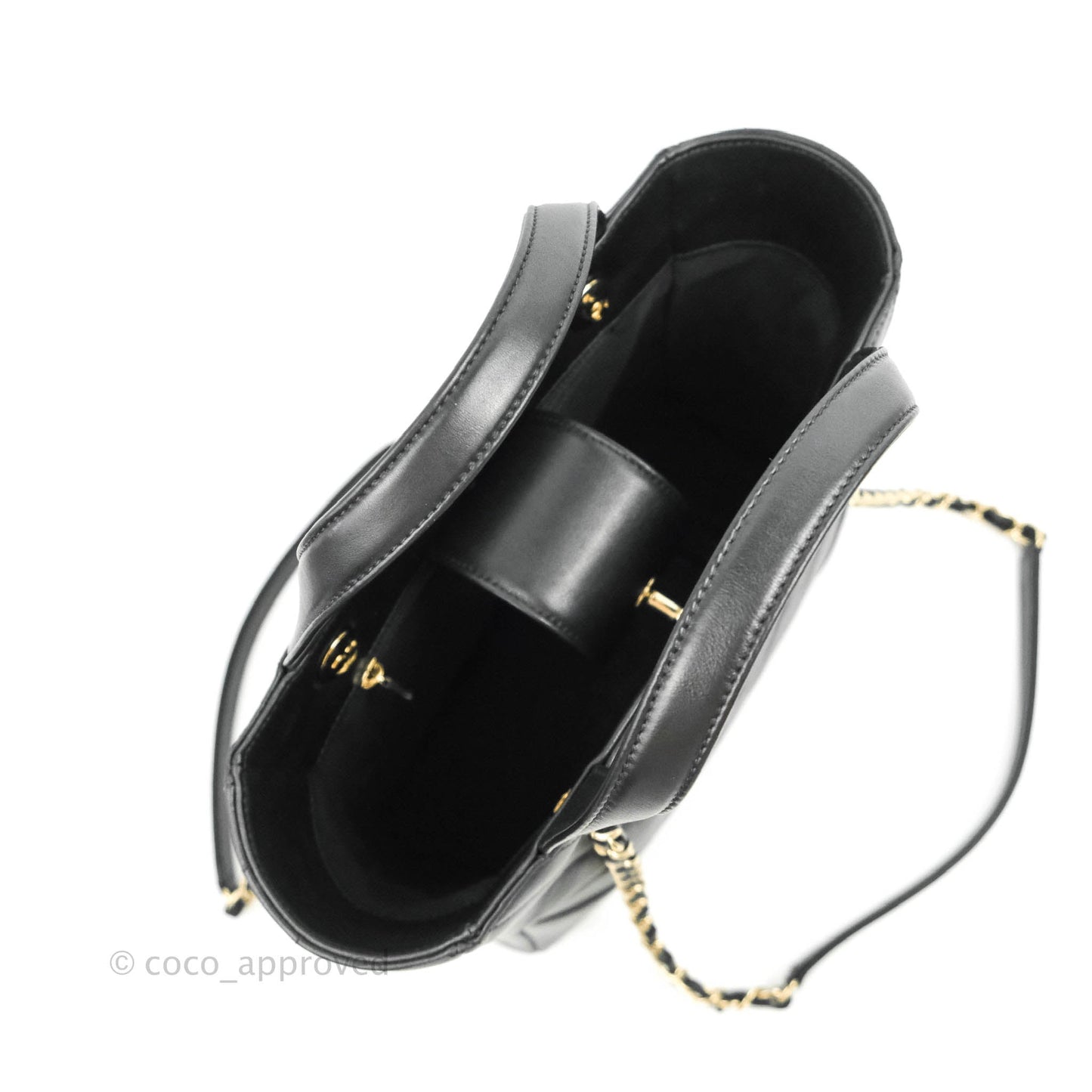 Chanel Small Chevron Tote Bag Black Calfskin Gold Hardware
