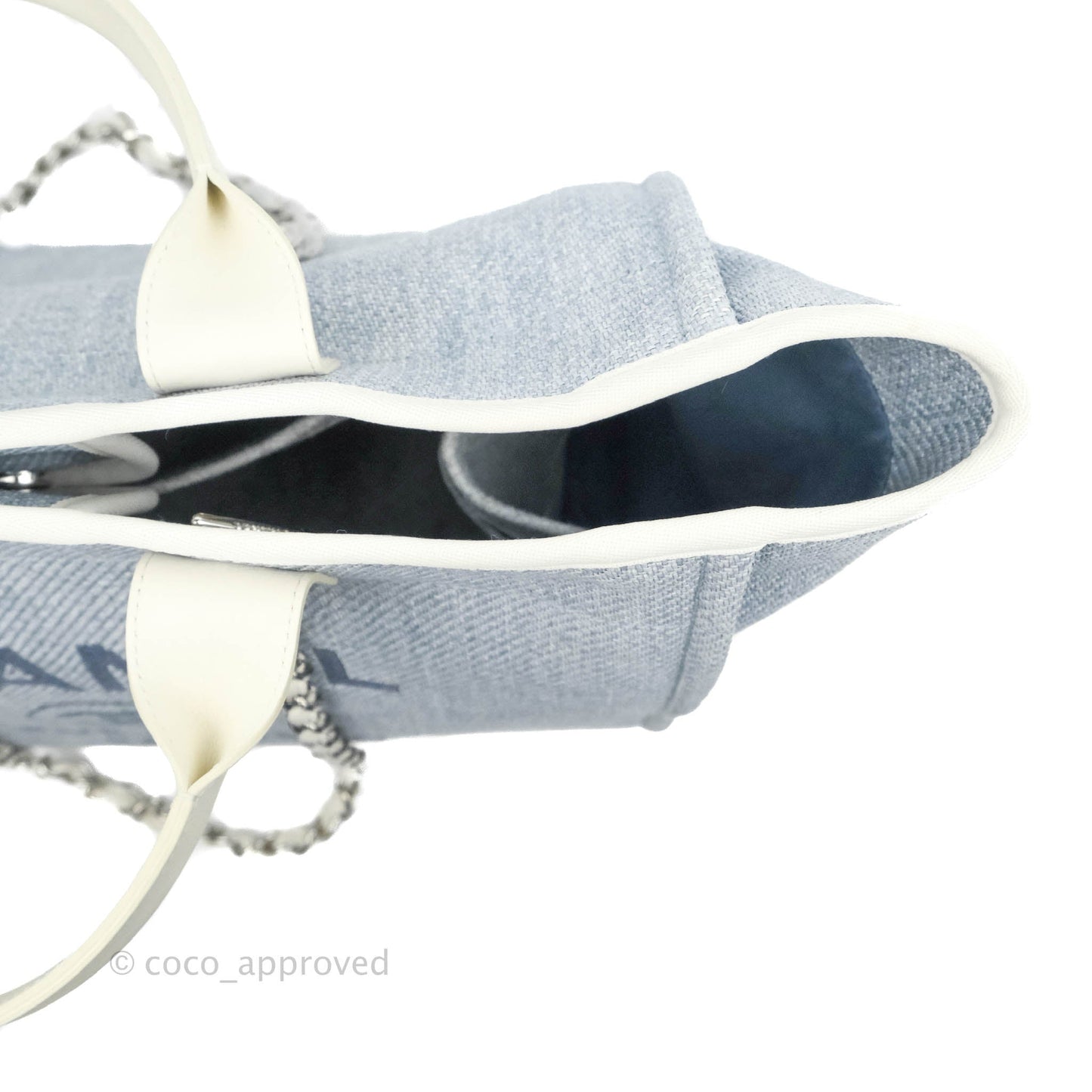 Chanel Large Deauville Light Blue Canvas Silver Hardware