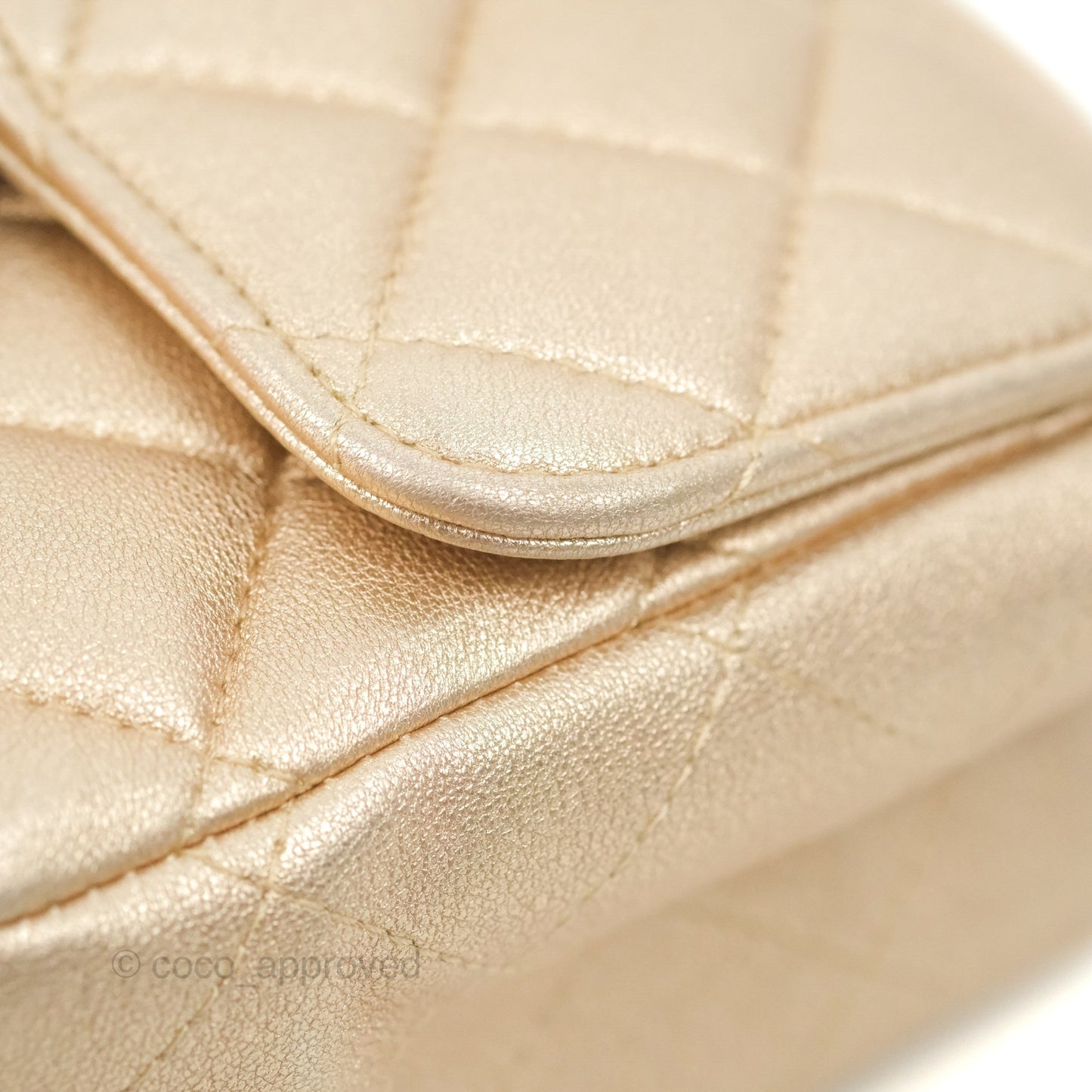 Chanel Quilted Mini Square Iridescent Gold Lambskin Gold Hardware 21P