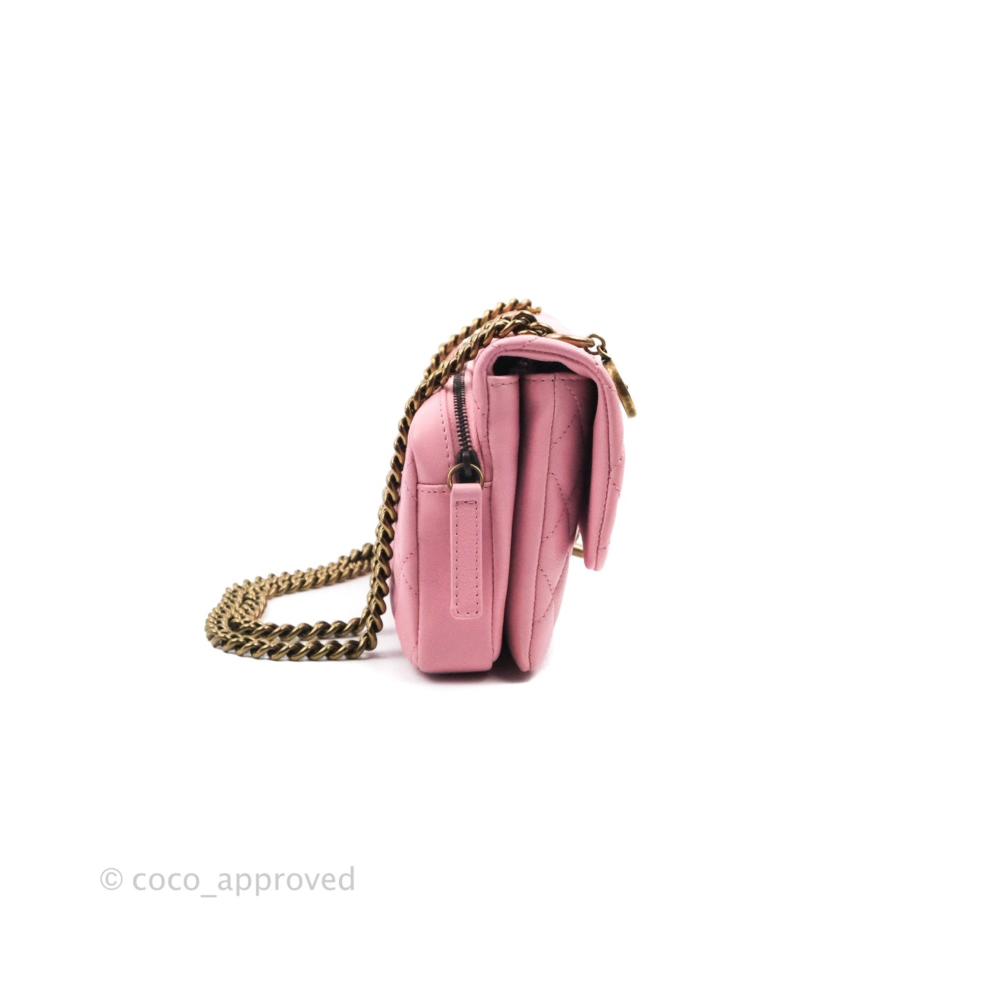 Chanel CC Crown Flap Pink Calfskin Antique Gold Hardware