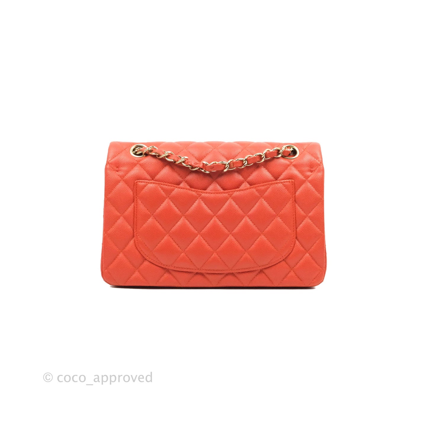 Chanel S/M Small Classic Quilted Flap Orange Caviar Gold Hardware 17B