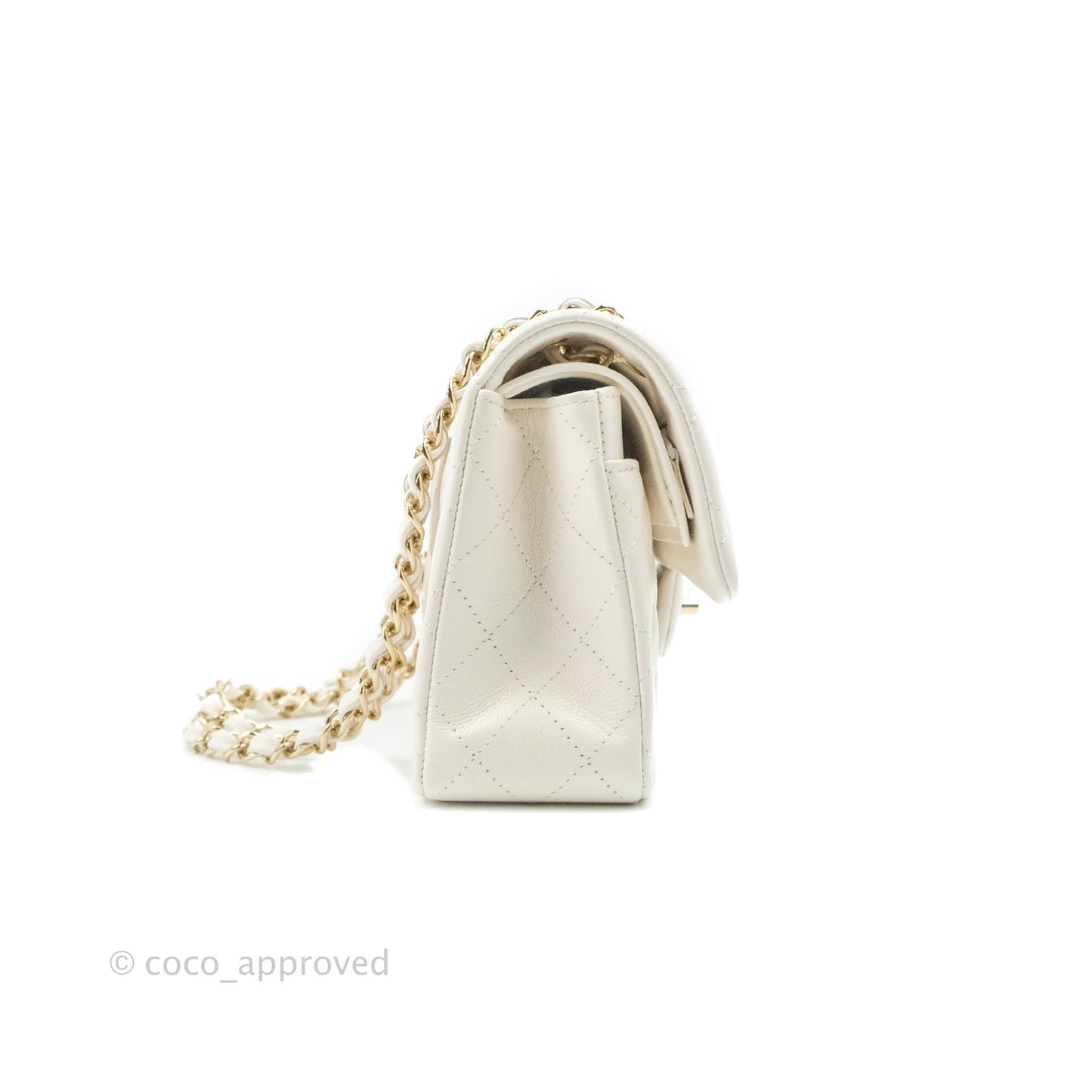 Chanel Classic Small S/M Flap White Caviar Gold Hardware
