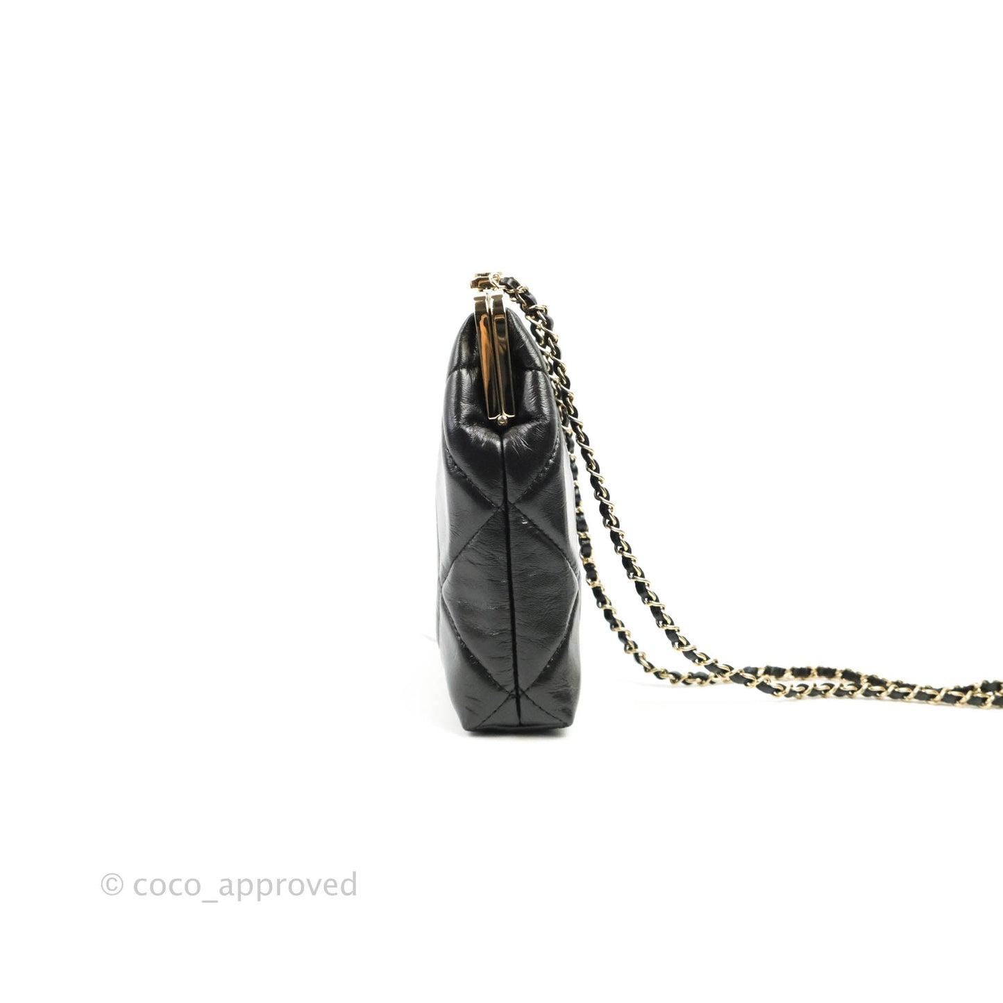 Chanel Kisslock Glasses Case Black Lambskin Gold Hardware 21C