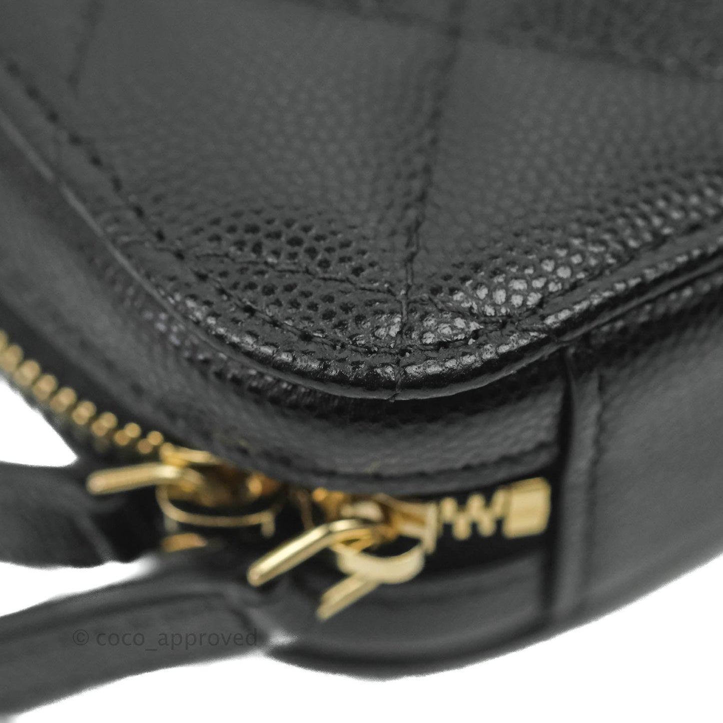 Chanel Quilted Phone Holder Black Caviar Gold Hardware