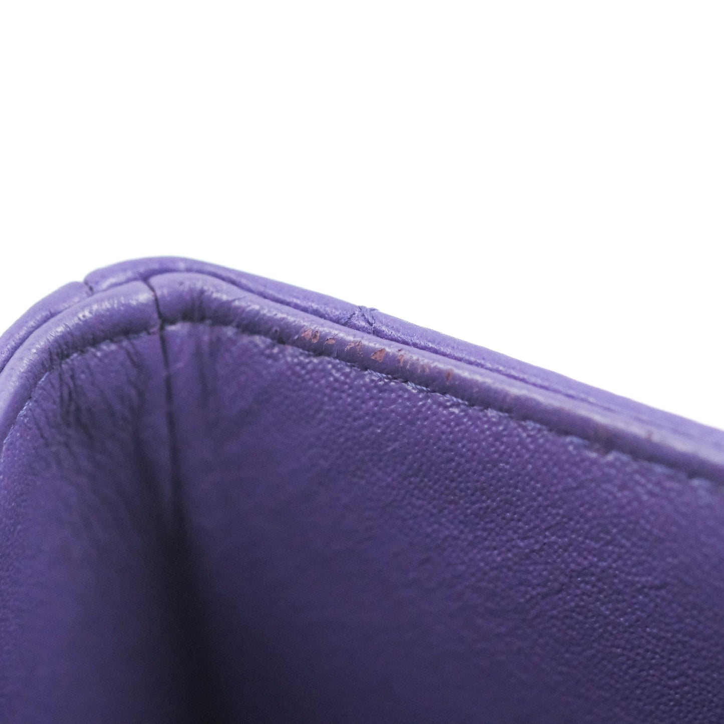 Chanel Quilted Mini Rectangular Flap Purple Lambskin Silver Hardware