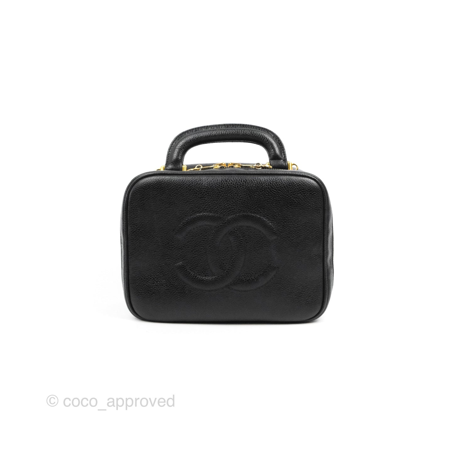 Chanel Vintage Timeless CC Vanity Black Caviar Gold Hardware