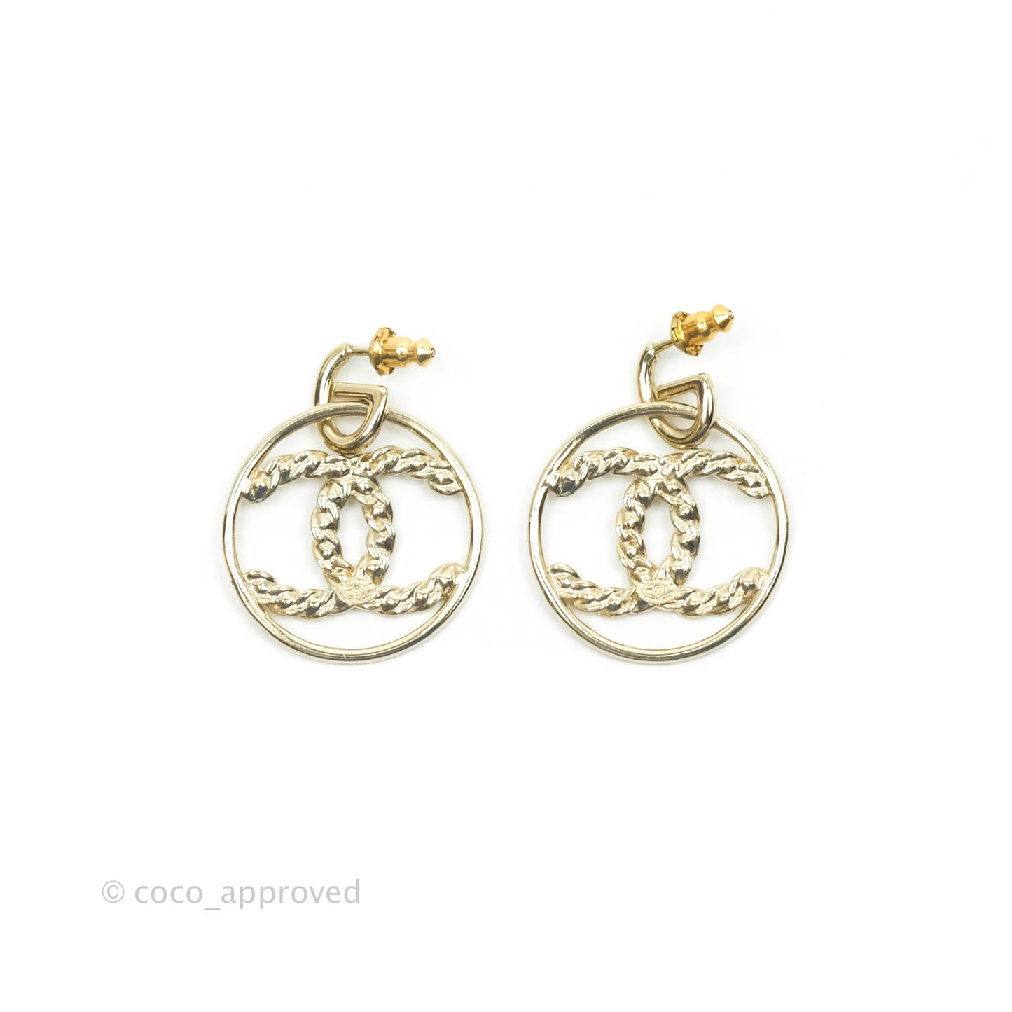 Chanel Crystal CC Hoop Drop Earrings 19P