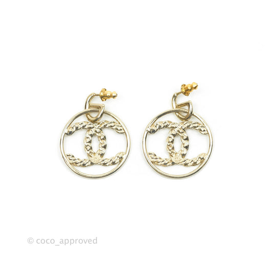 Chanel Crystal CC Hoop Drop Earrings 19P