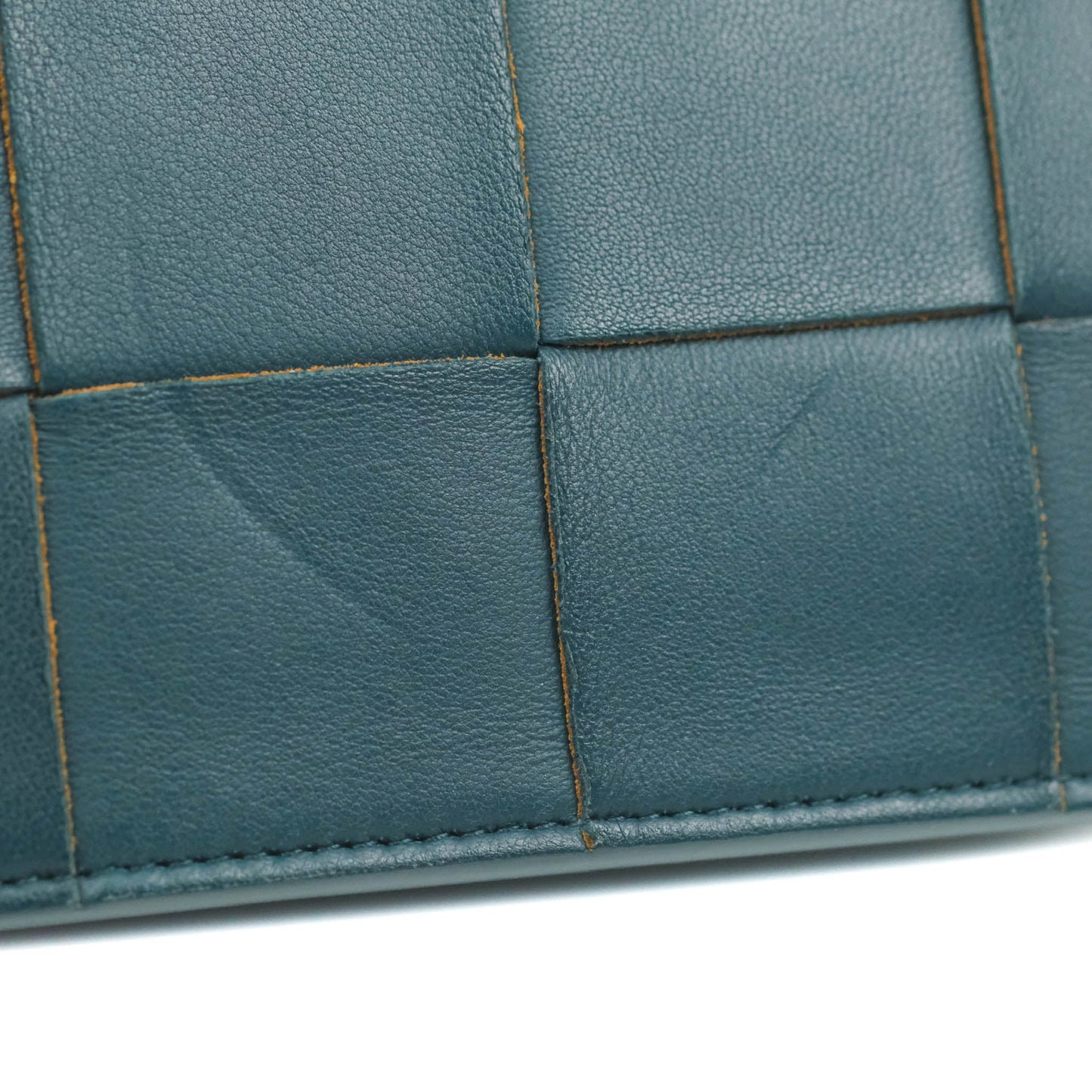 Bottega Veneta Maxi Intrecciato Mini Cassette Crossbody Bag Petrol Blue Lambskin