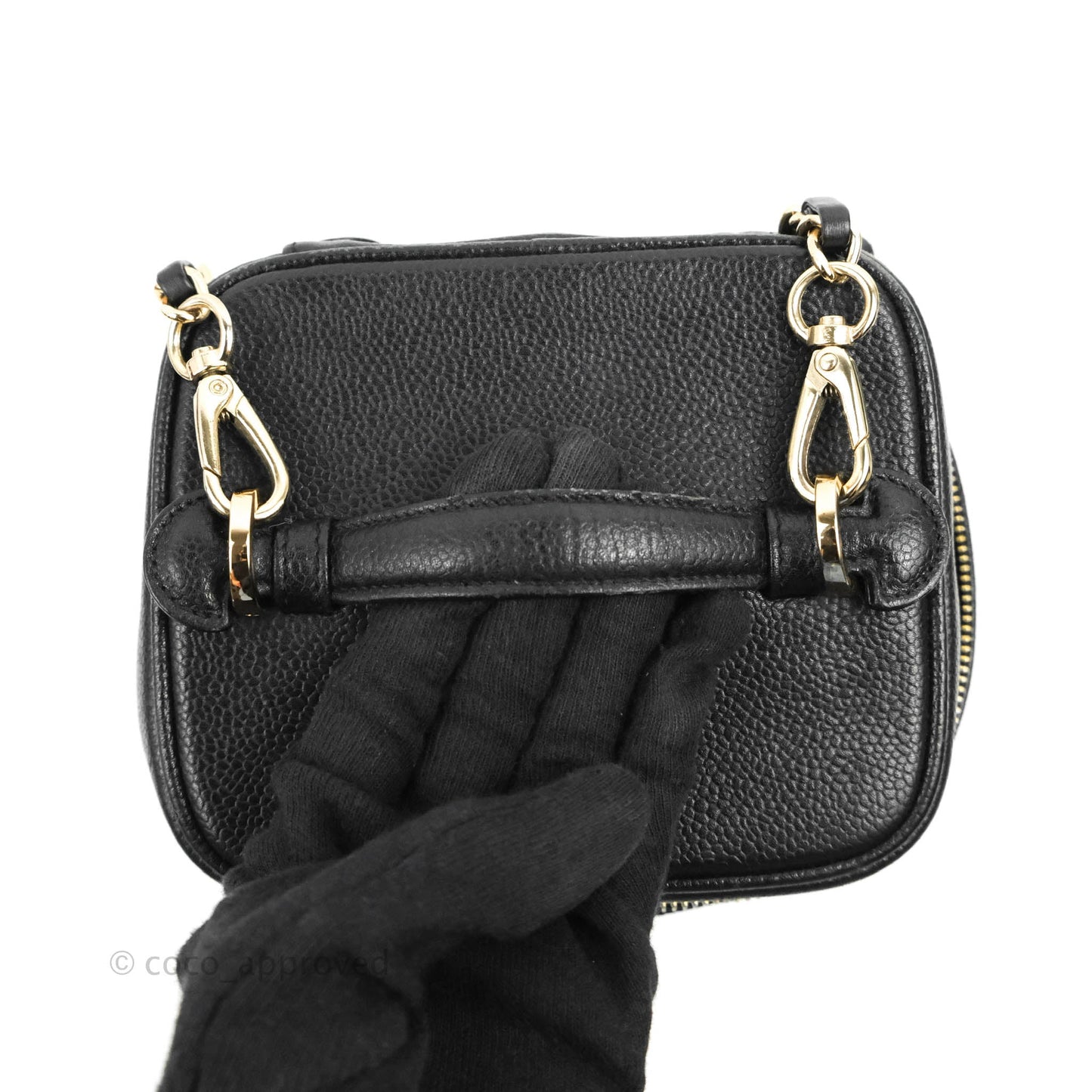 Chanel Vintage Vanity Case Black Caviar Gold Hardware