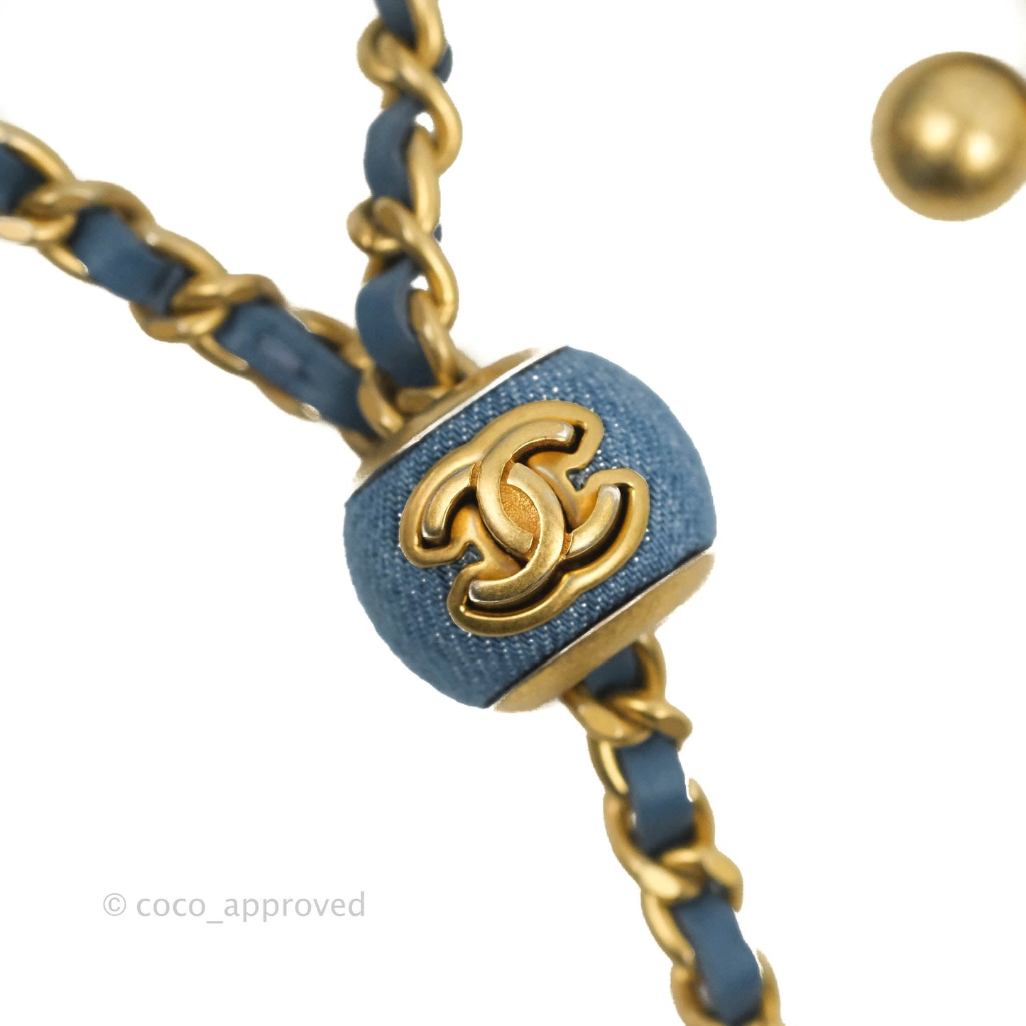 Chanel Quilted Pearl Crush Wallet on Chain WOC Denim Aged Gold Hardware