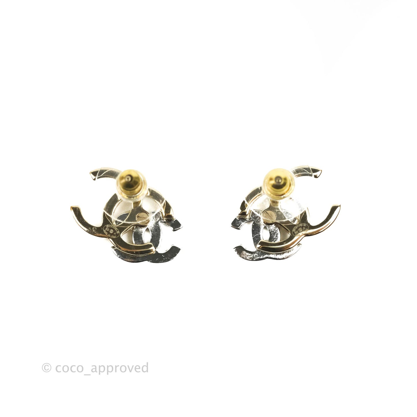 Chanel Double CC Crystal Earrings Gold & Silver Hardware 21A