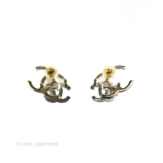 Chanel Double CC Crystal Earrings Gold & Silver Hardware 21A