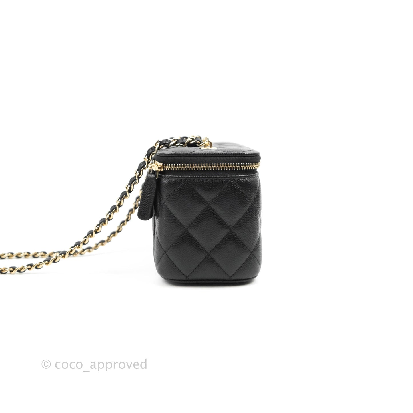 Chanel Vanity with Chain Black Caviar Gold Hardware 22S