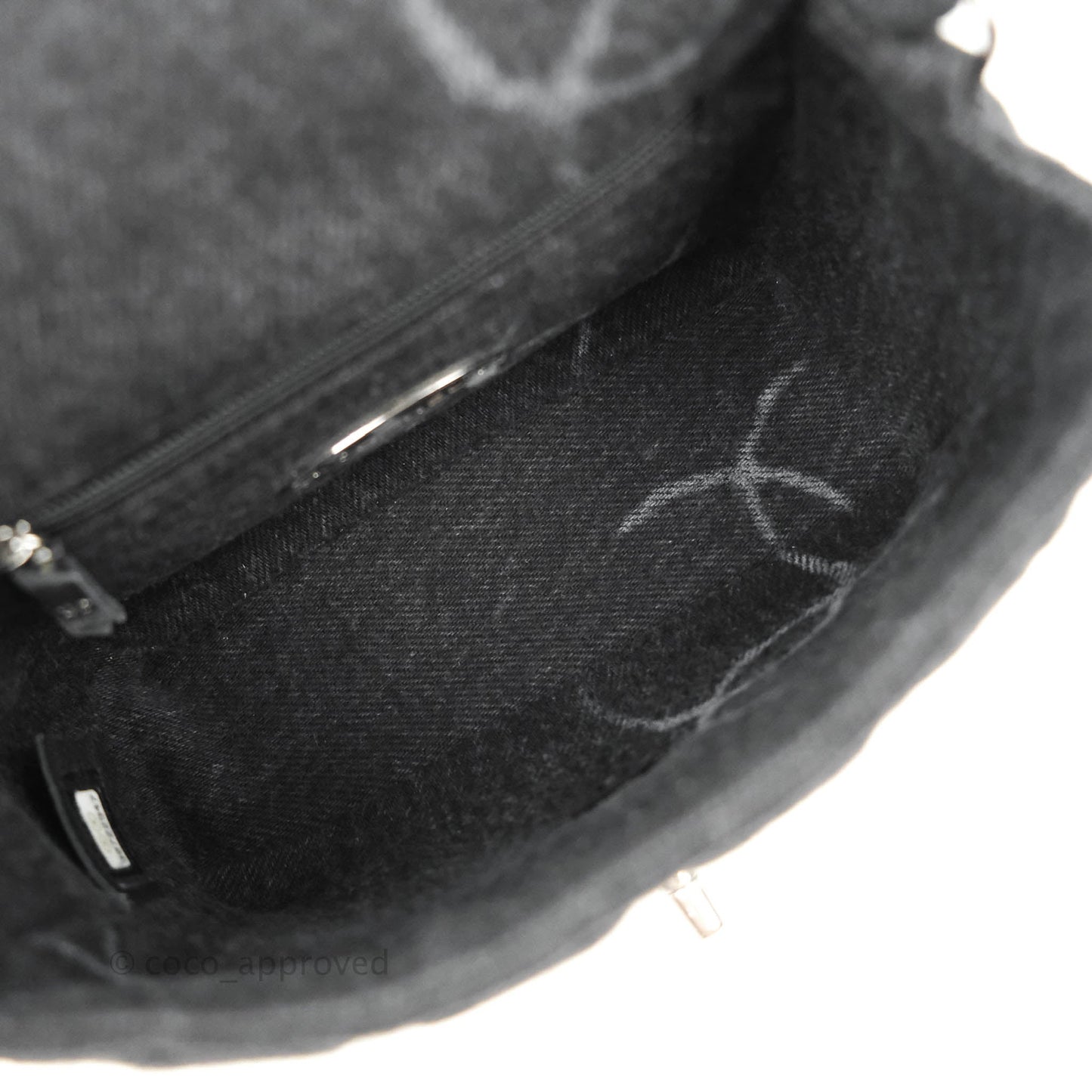 Chanel Quilted Mini Square Black Denim Silver Hardware