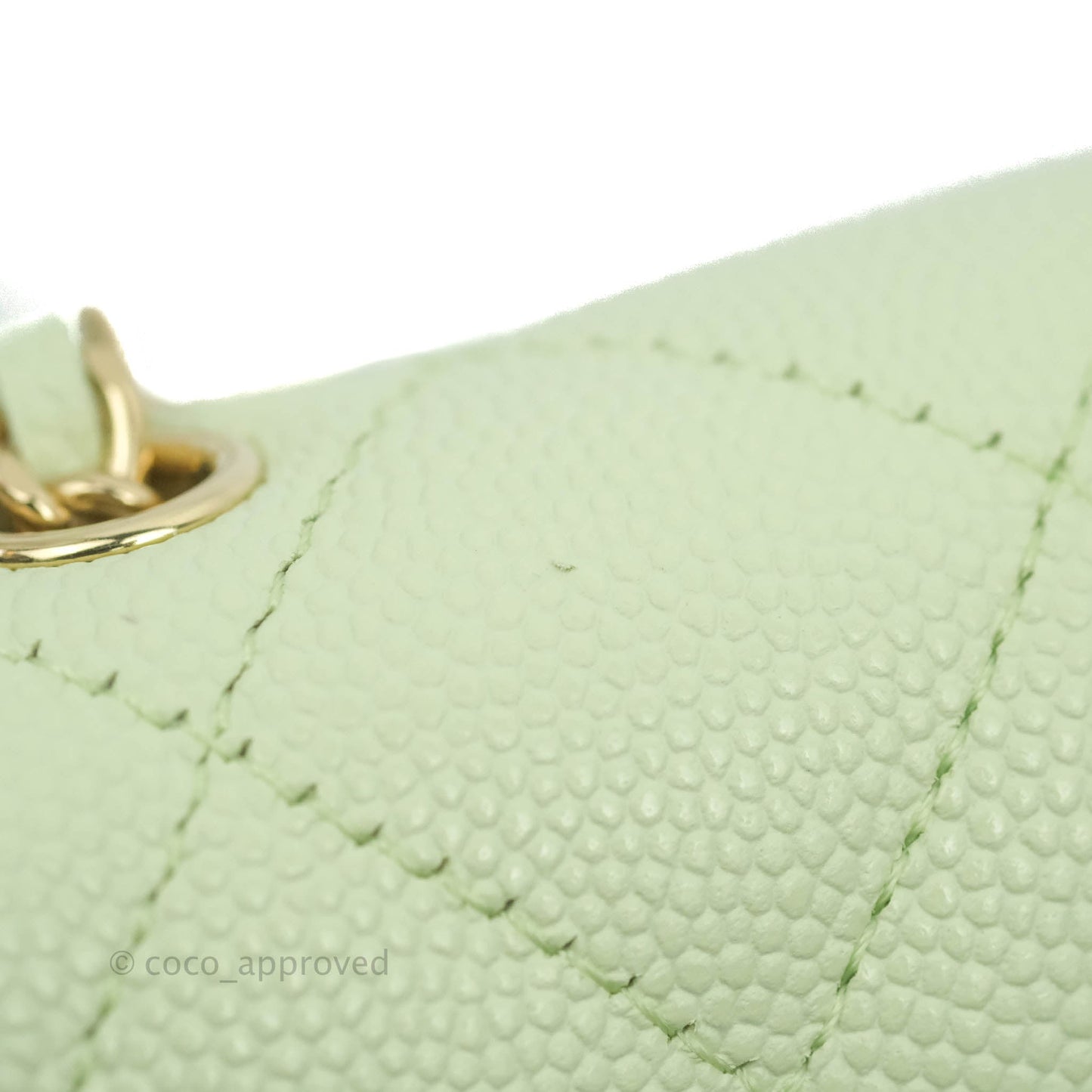 Chanel Mini Card Holder Chain Belt Bag Light Green Caviar Gold Hardware 21B