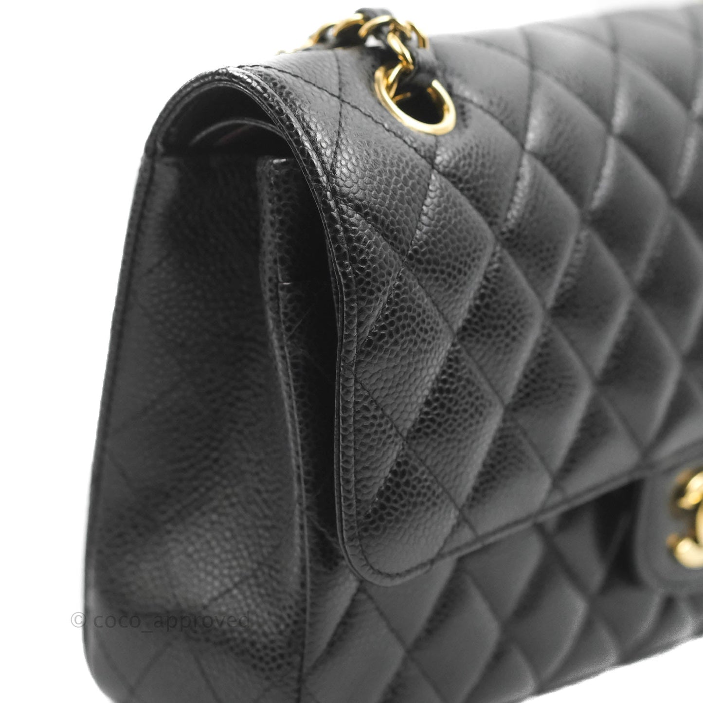 Chanel Classic M/L Medium Double Flap Black Caviar Gold Hardware
