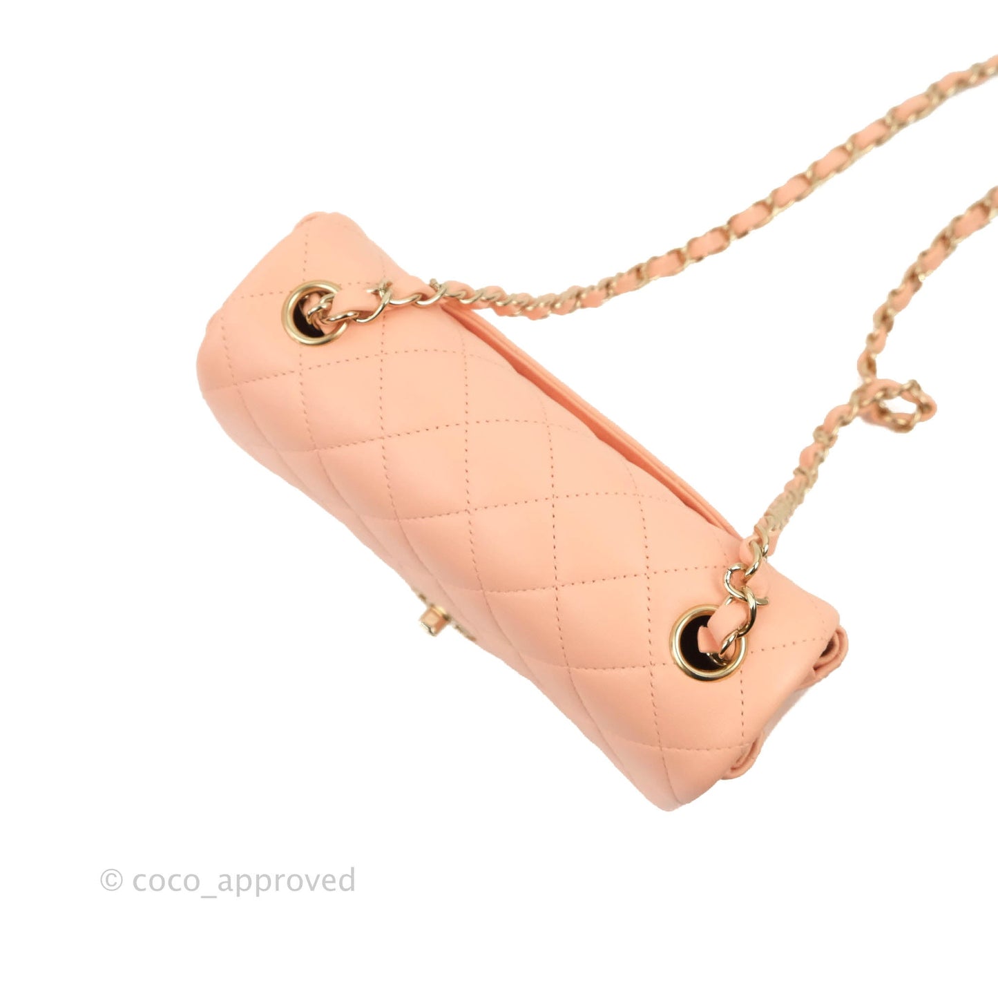 Chanel Quilted Mini Rectangular Flap Orange Clair Lambskin Gold Hardware