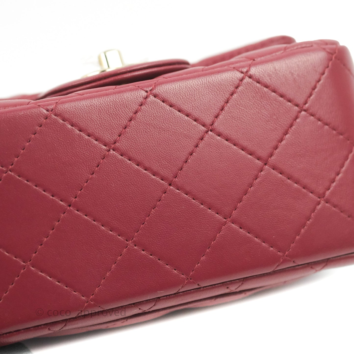 Chanel Quilted Mini Square Burgundy Lambskin Gold Hardware