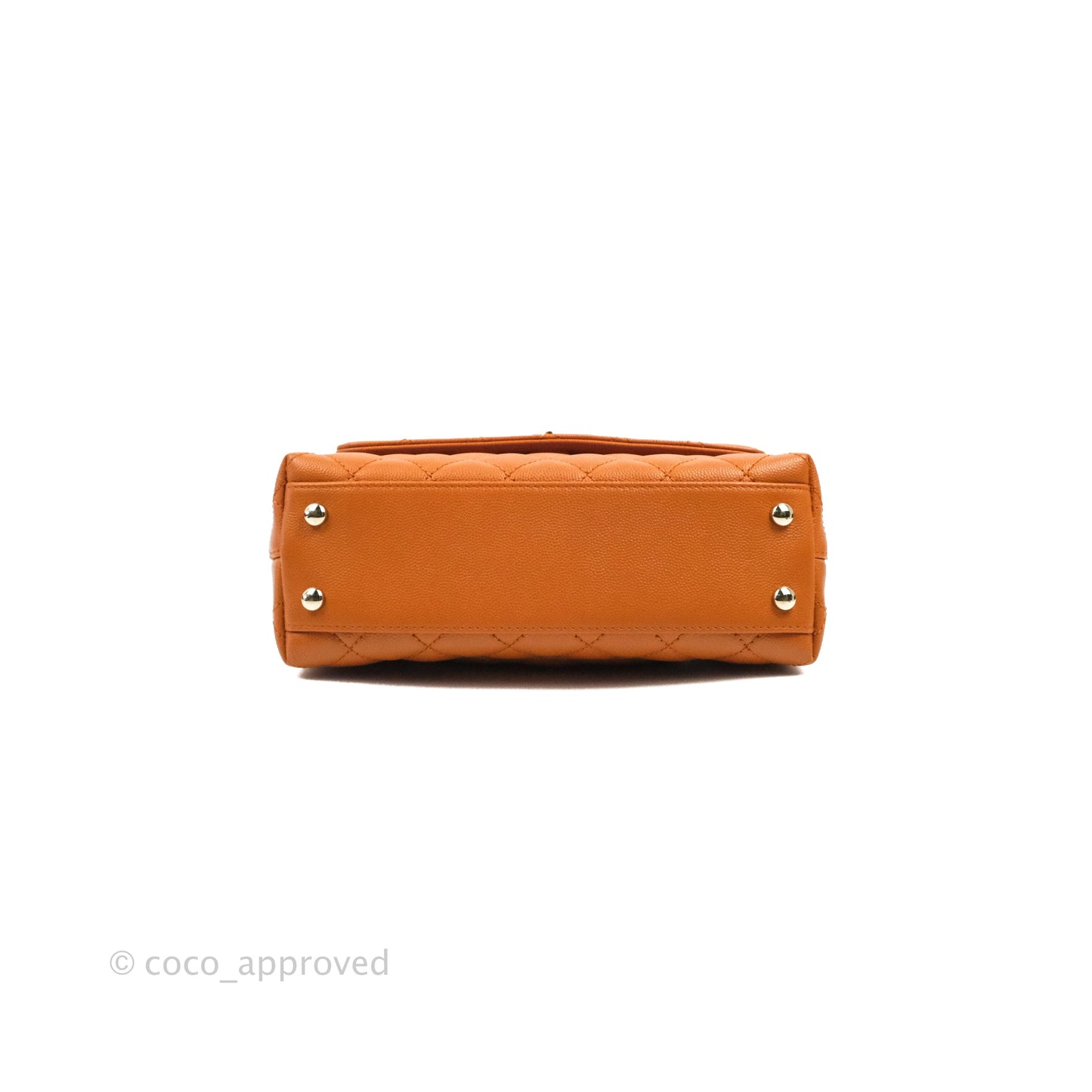 Chanel Small Coco Handle Quilted Caramel Caviar Gold Hardware 21A