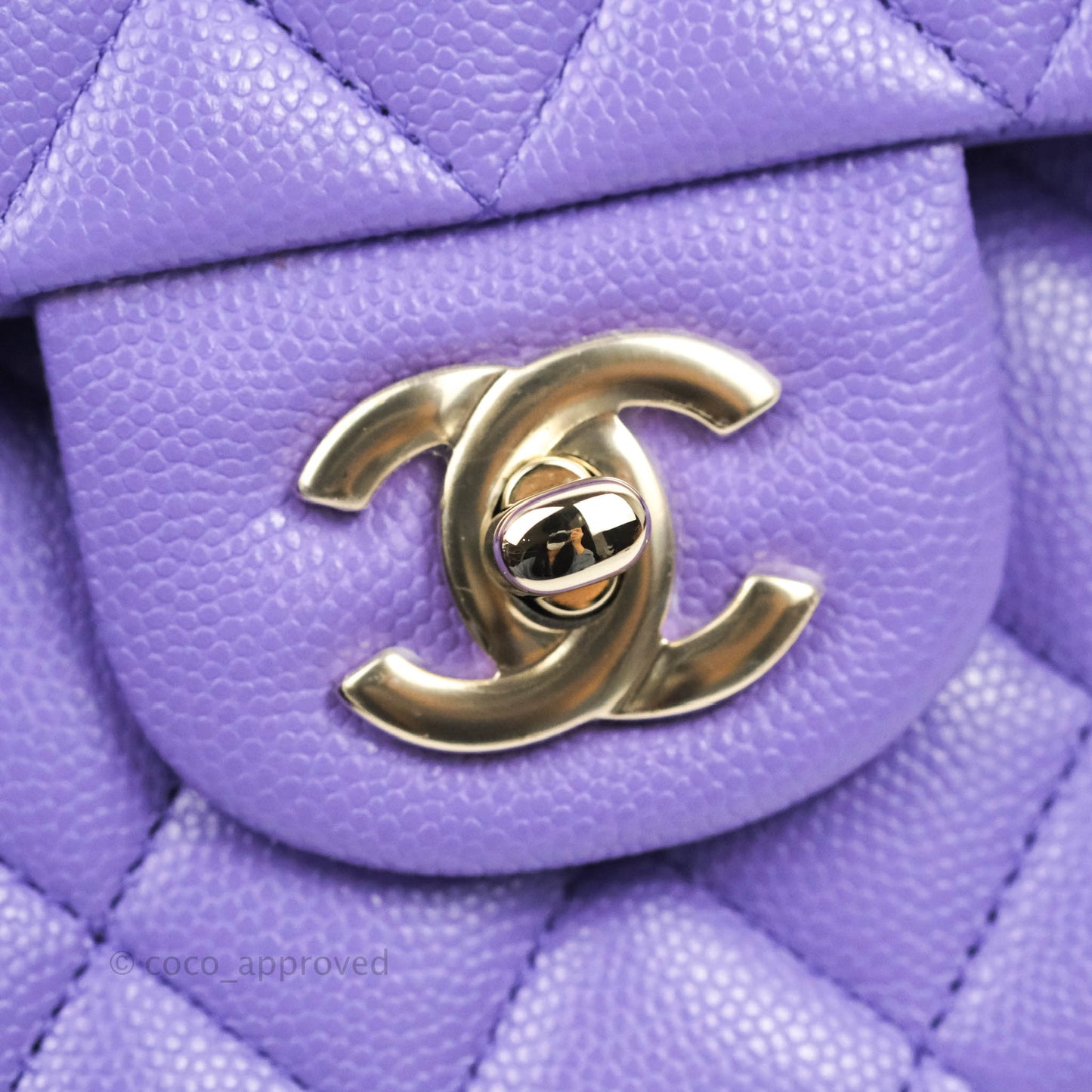 Chanel Classic M/L Medium Flap Quilted Purple Caviar Gold Hardware 20S