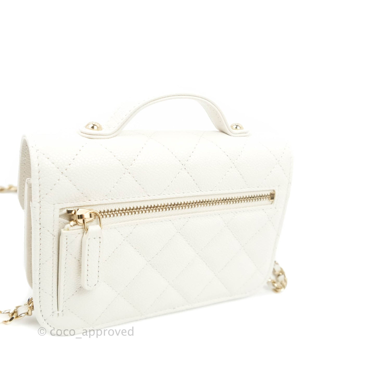 Chanel Business Affinity Clutch With Chain White Caviar Gold Hardware