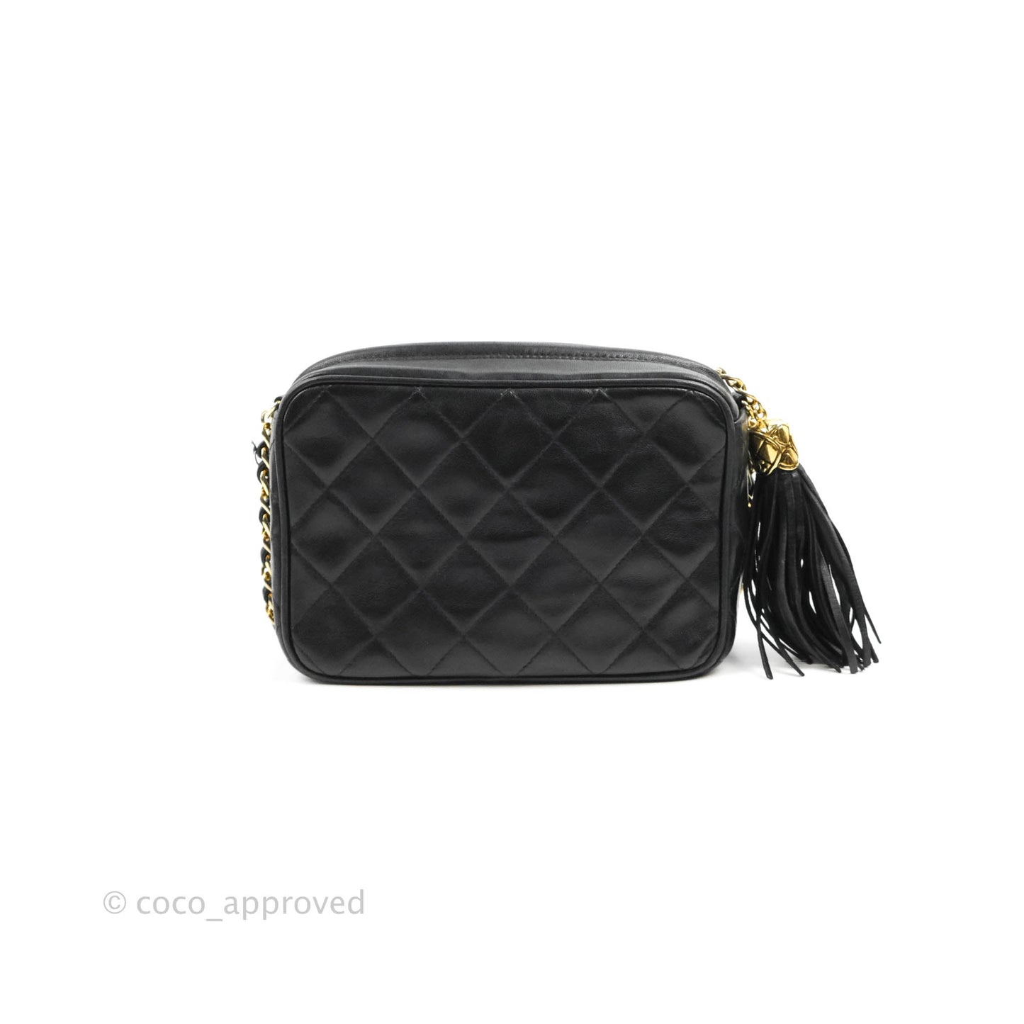 Chanel Vintage Small Camera Bag Black Lambskin Gold Hardware