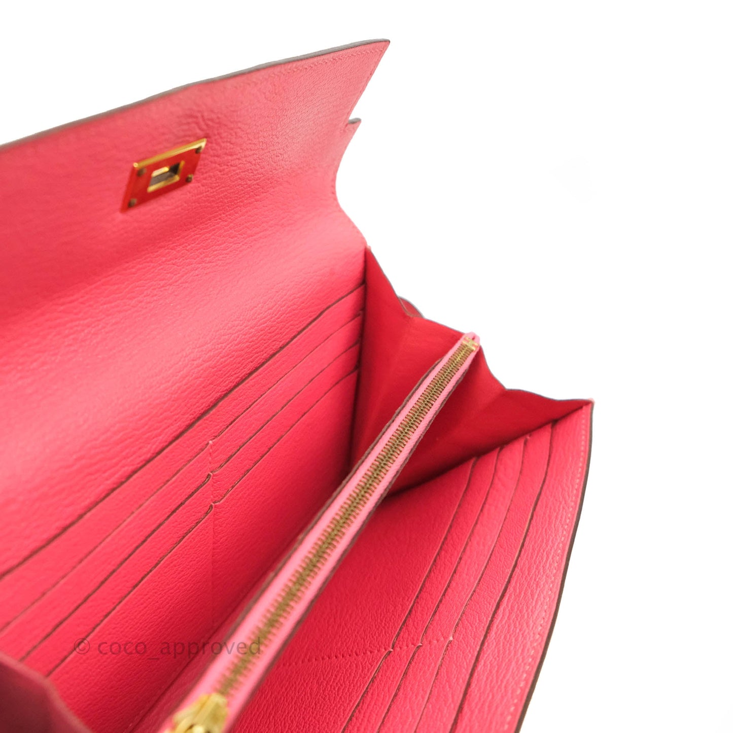 Hermès Kelly Wallet Rose Lipstick Chevre Gold Hardware