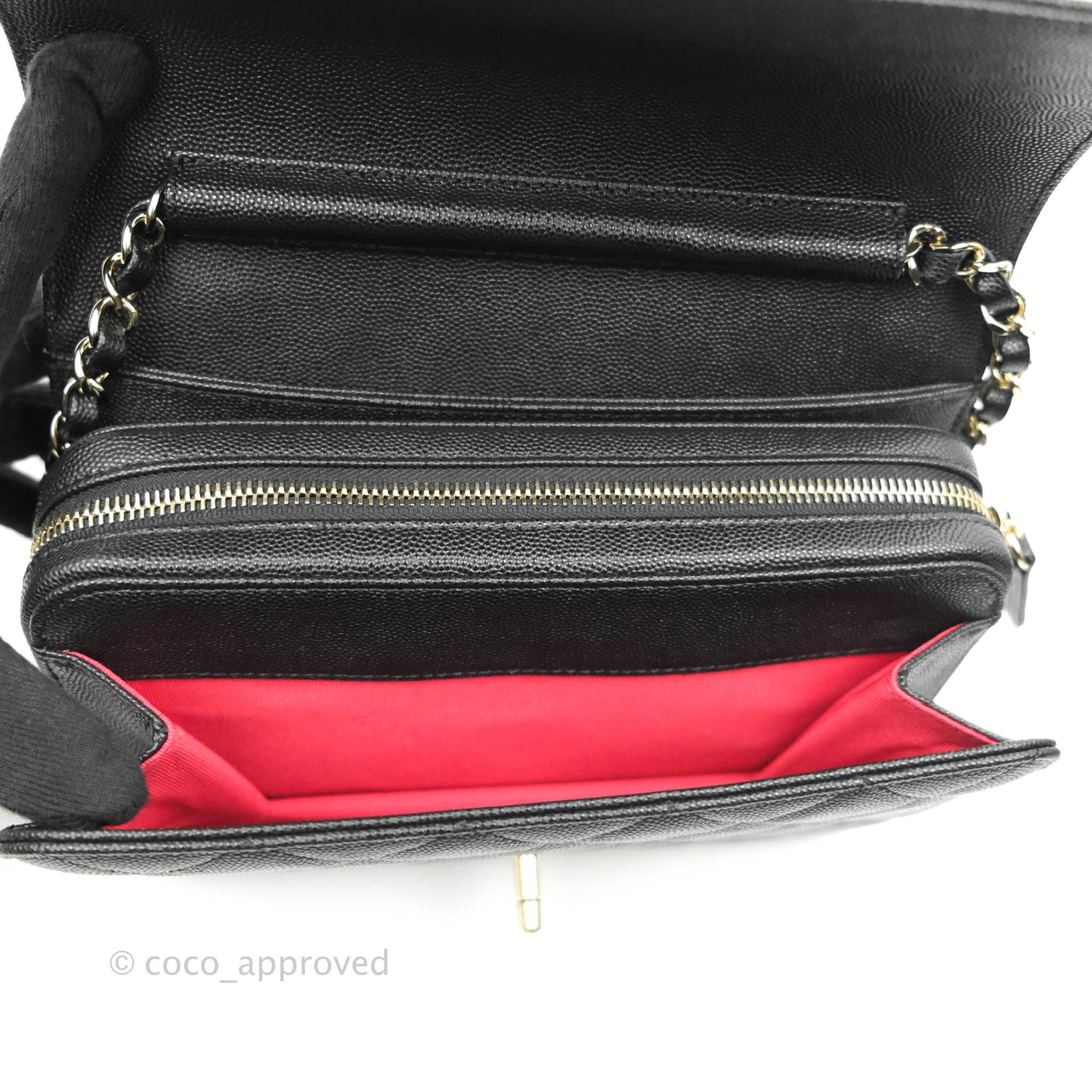 Chanel Quilted Like The Wallet Medium Flap Black Caviar Gold Hardware 22C