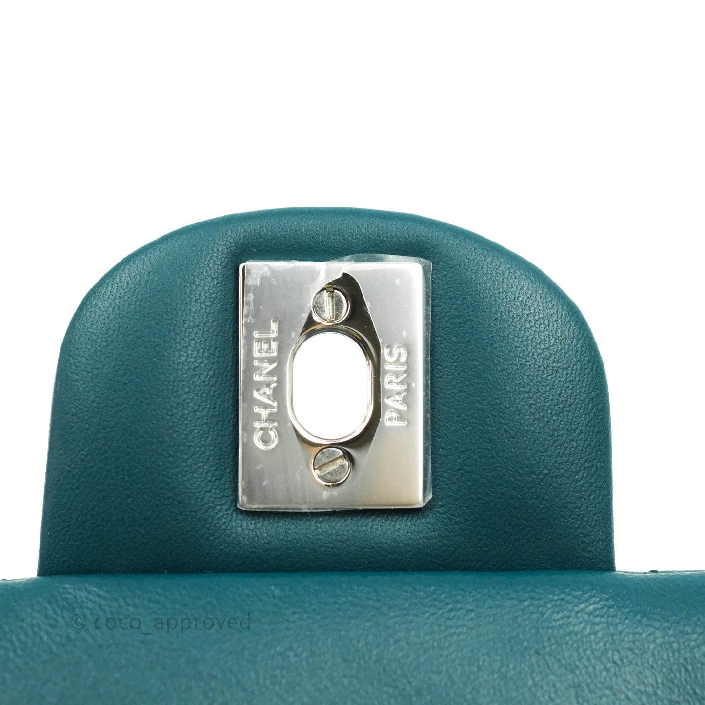Chanel Quilted Mini Rectangular Lambskin Teal Silver Hardware