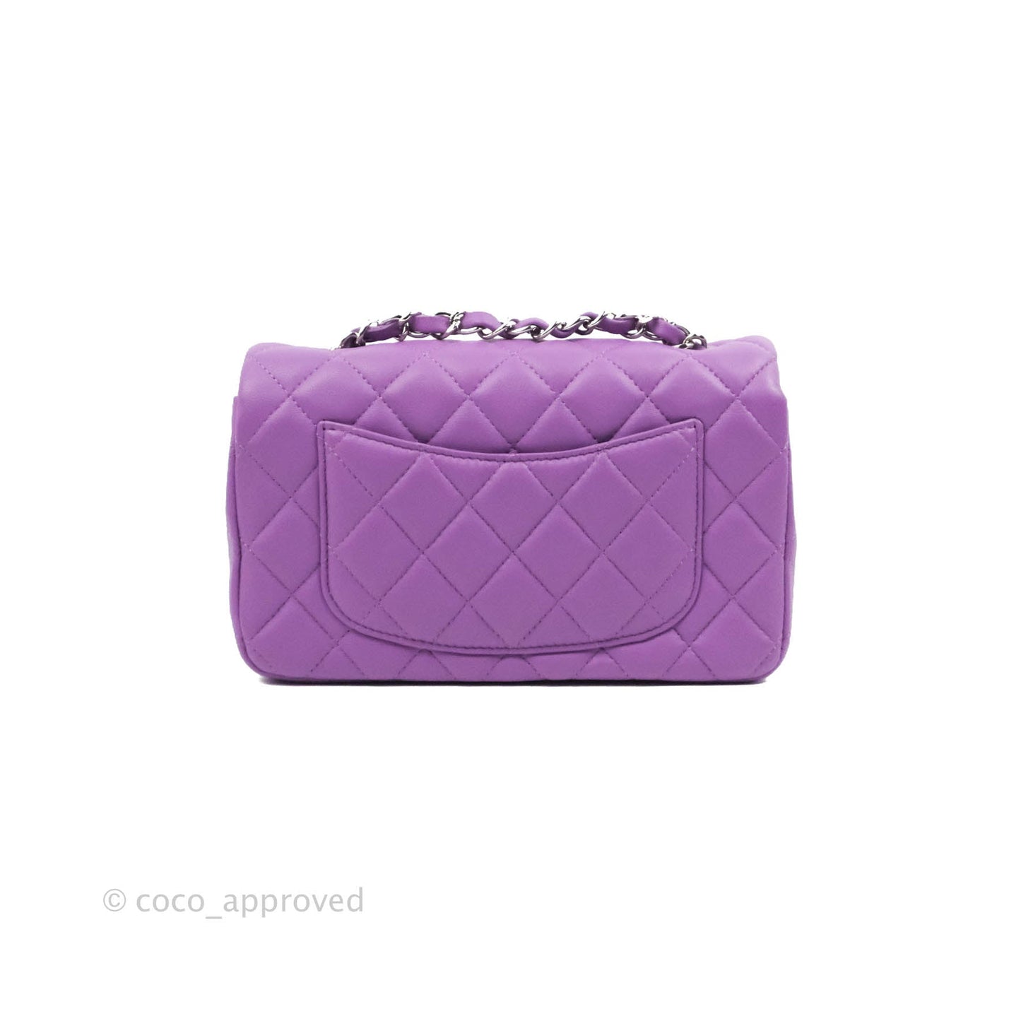 Chanel Quilted Mini Rectangular Flap Purple Lambskin Silver Hardware