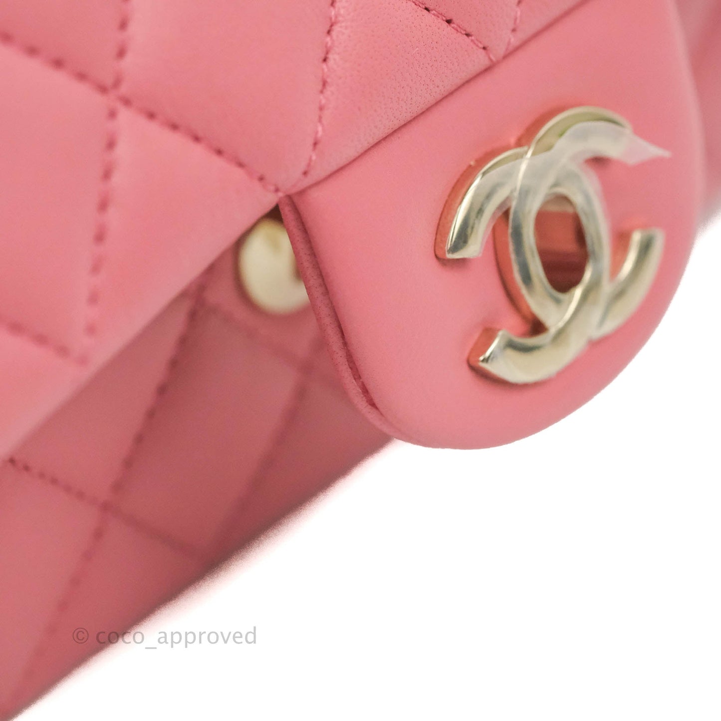 Chanel Top Handle Mini Rectangular Flap Bag Pink Lambskin Gold Hardware
