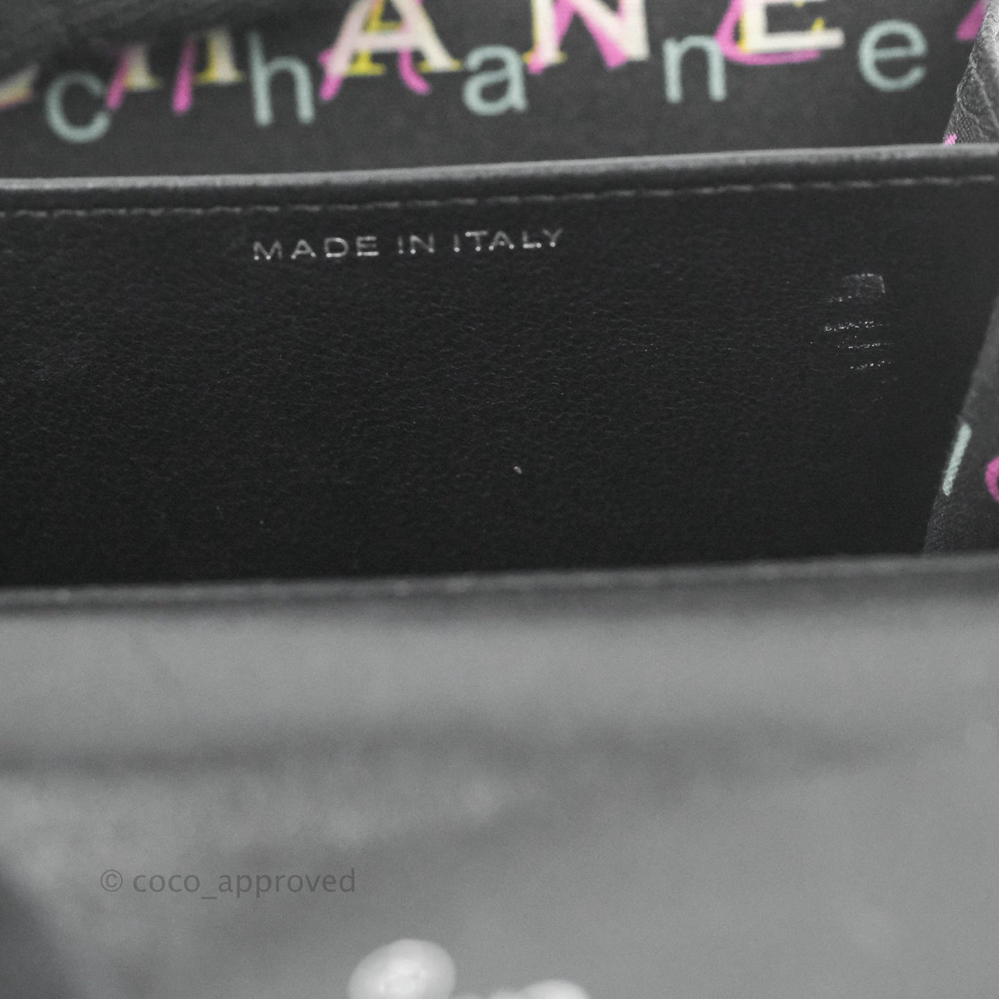 Chanel Quilted Small Flap Card Holder Black Lambskin Silver Hardware