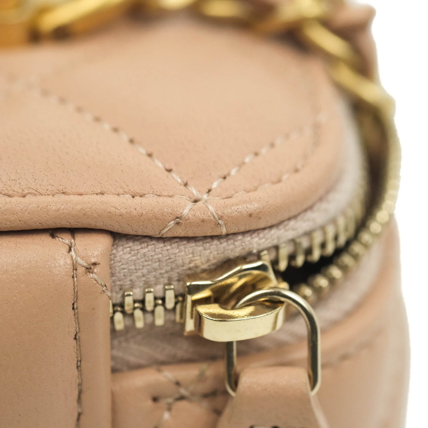 Chanel Classic Vanity Rectangular Top Handle With Chain Beige Lambskin Aged Gold Hardware