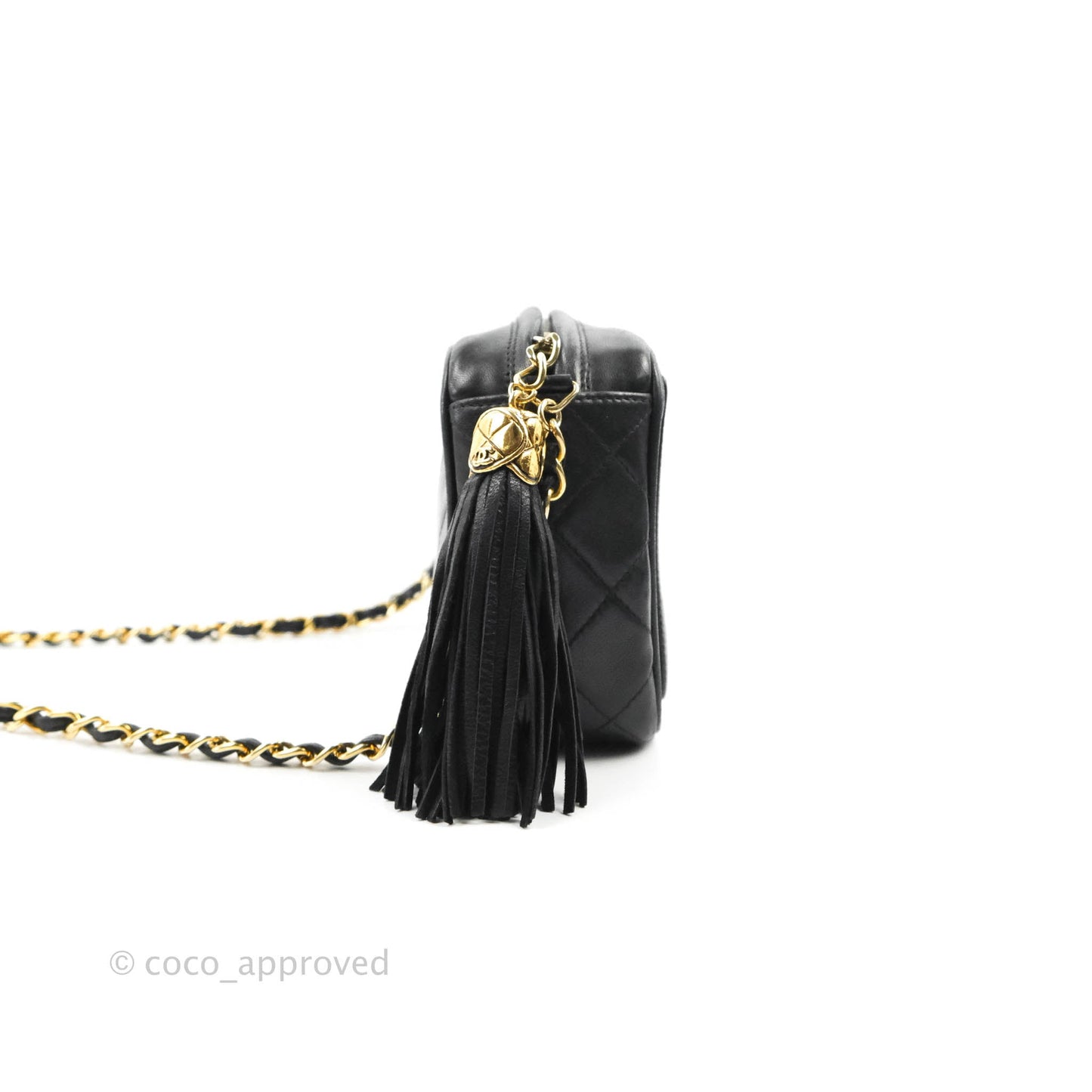 Chanel Vintage Small Camera Bag Black Lambskin Gold Hardware