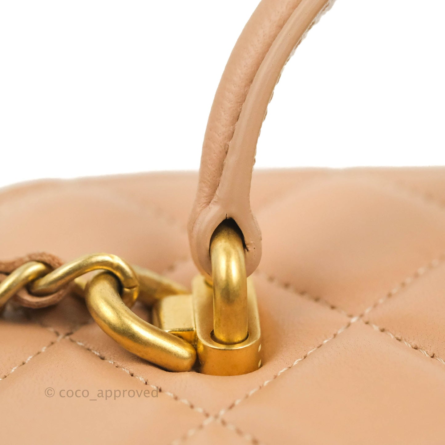 Chanel Vanity Rectangular Top Handle Beige Lambskin Gold Hardware