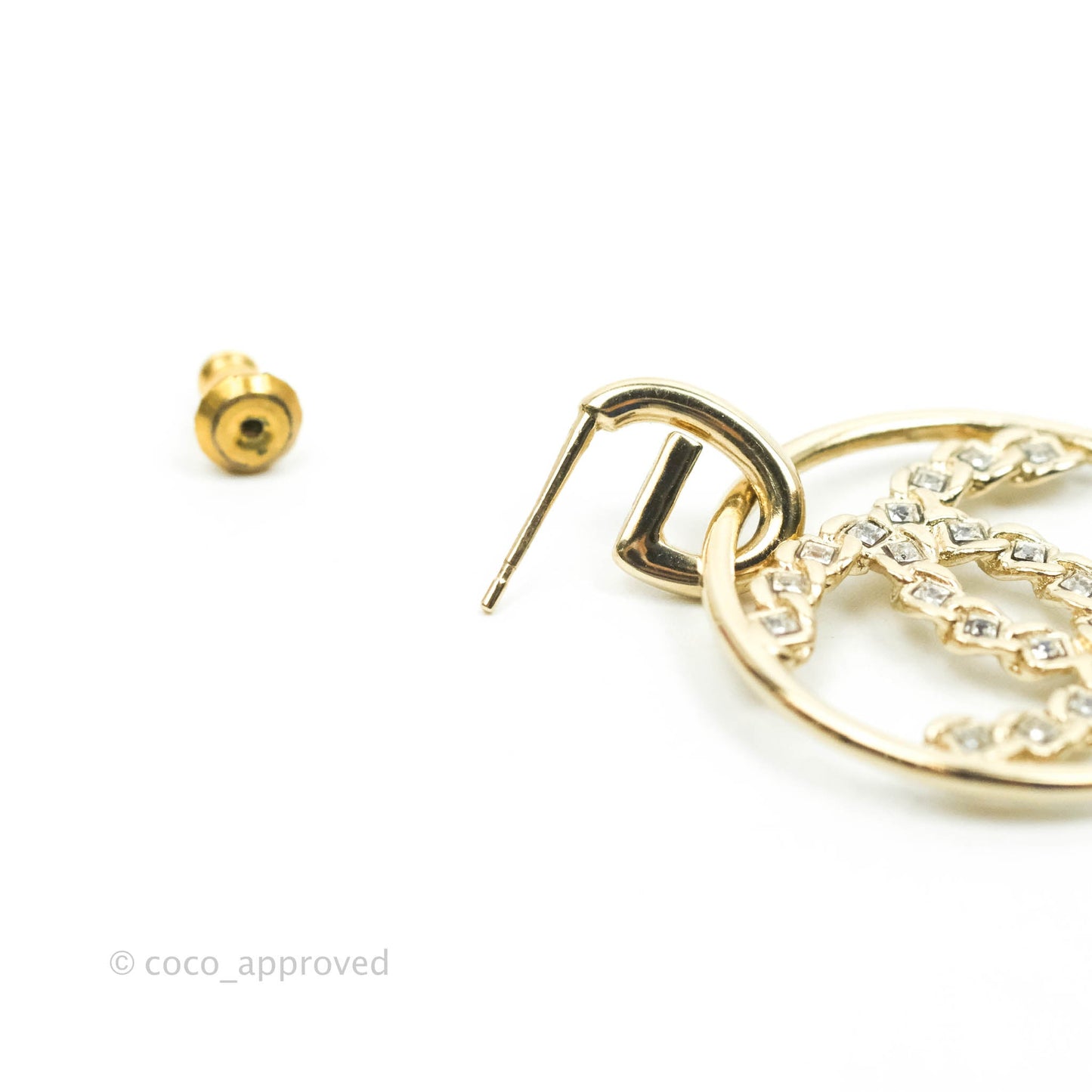 Chanel Crystal CC Hoop Drop Earrings 19P