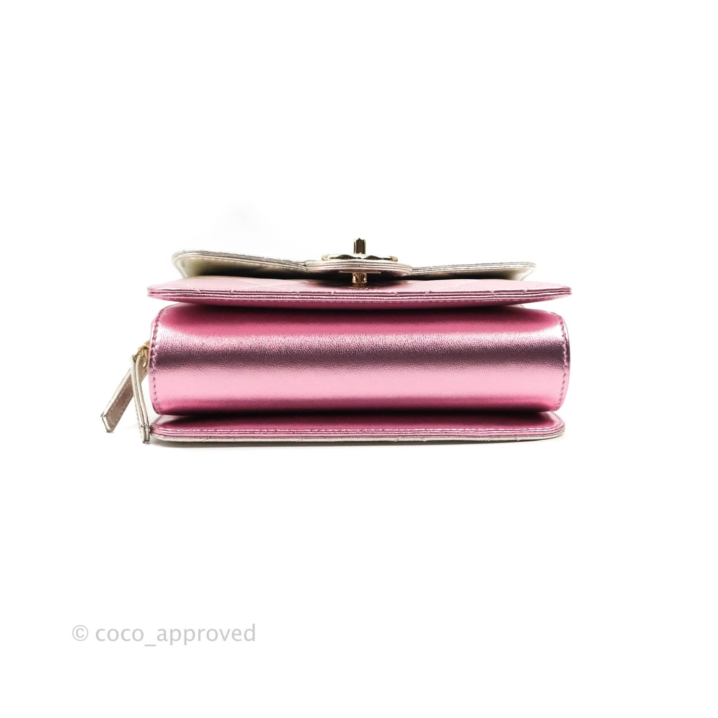Chanel Quilted Small Like The Wallet Flap Metallic Pink Silver Light Gold Hardware 22C
