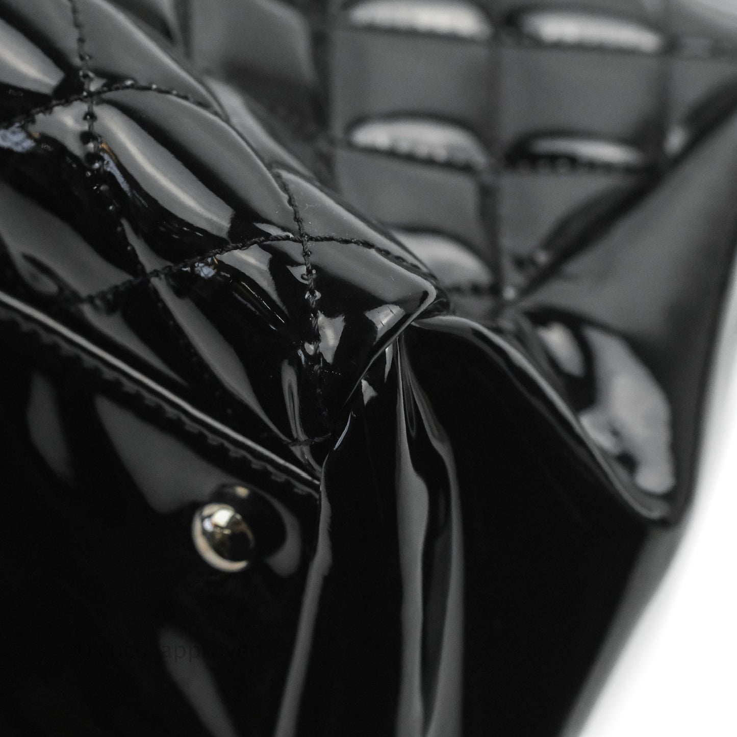 Chanel Quilted Large Just Mademoiselle Black Patent Silver Hardware