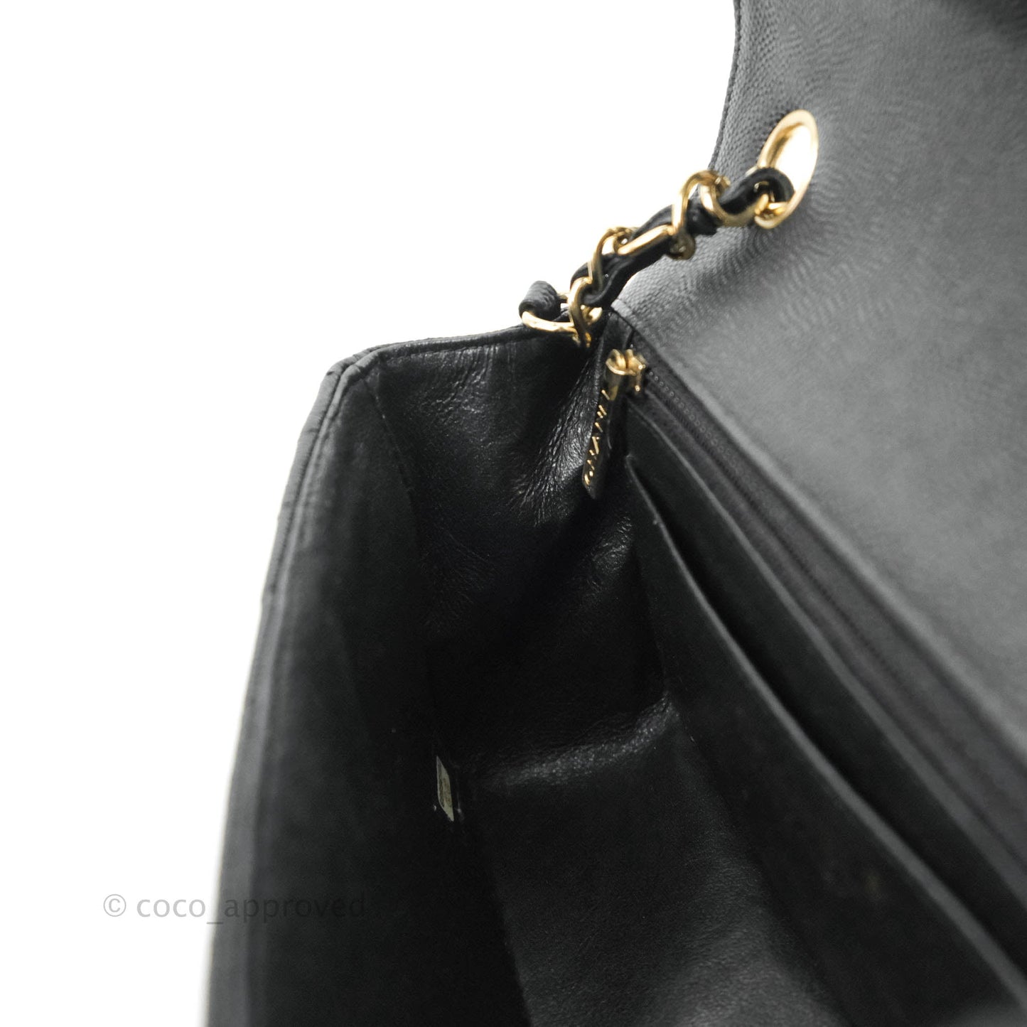 Chanel Chevron Mini Rectangular Flap Black Caviar Gold Hardware