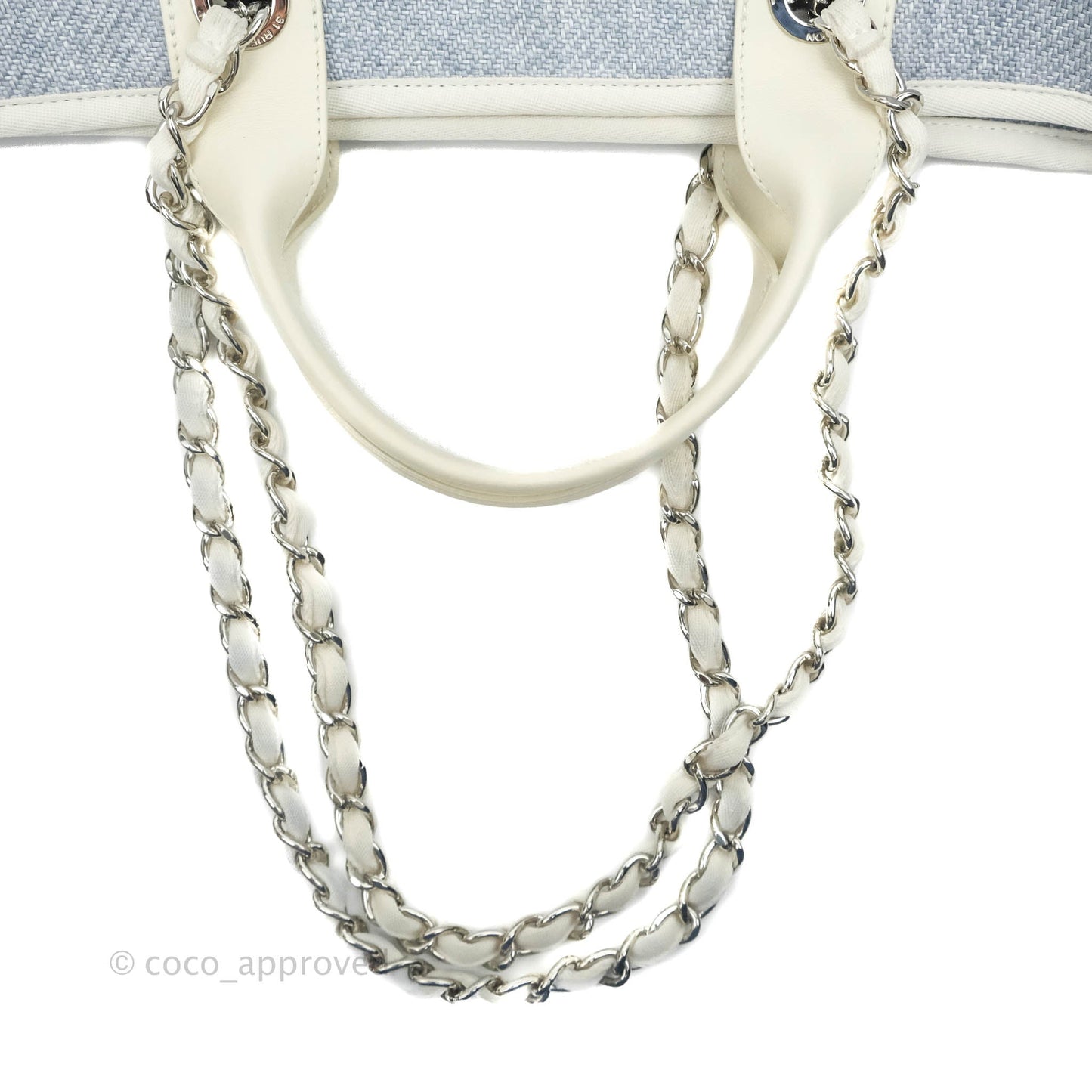 Chanel Large Deauville Light Blue Canvas Silver Hardware