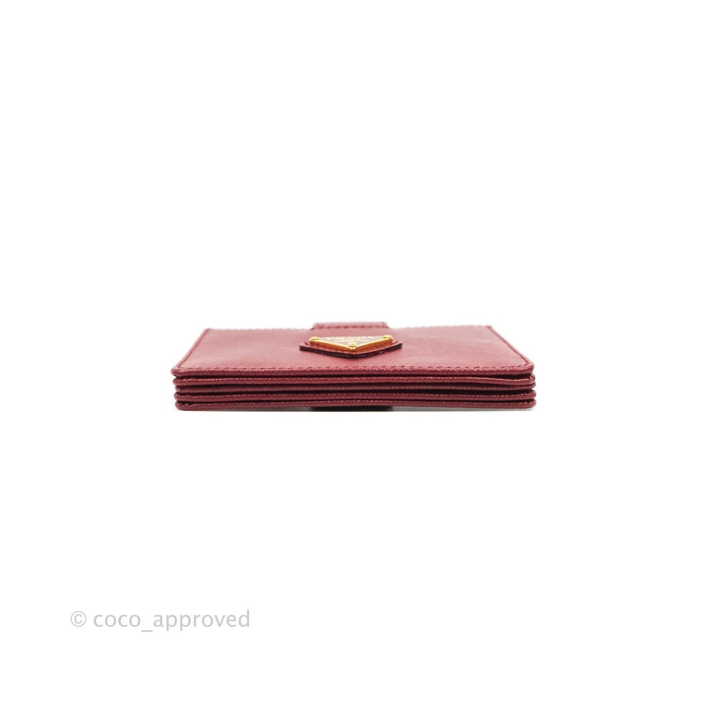 Prada Saffiano and Leather Card Holder Red Gold Hardware
