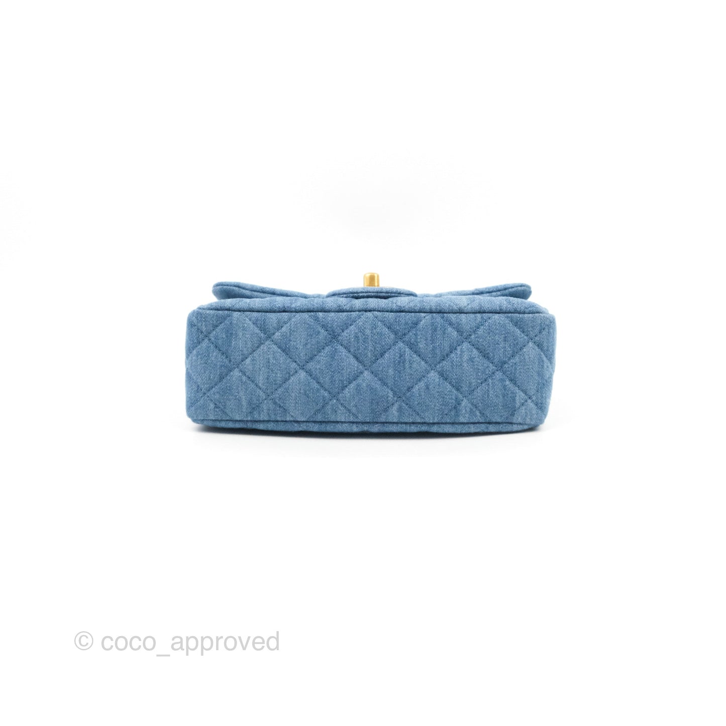 Chanel Mini Rectangular Pearl Crush Quilted Denim Aged Gold Hardware