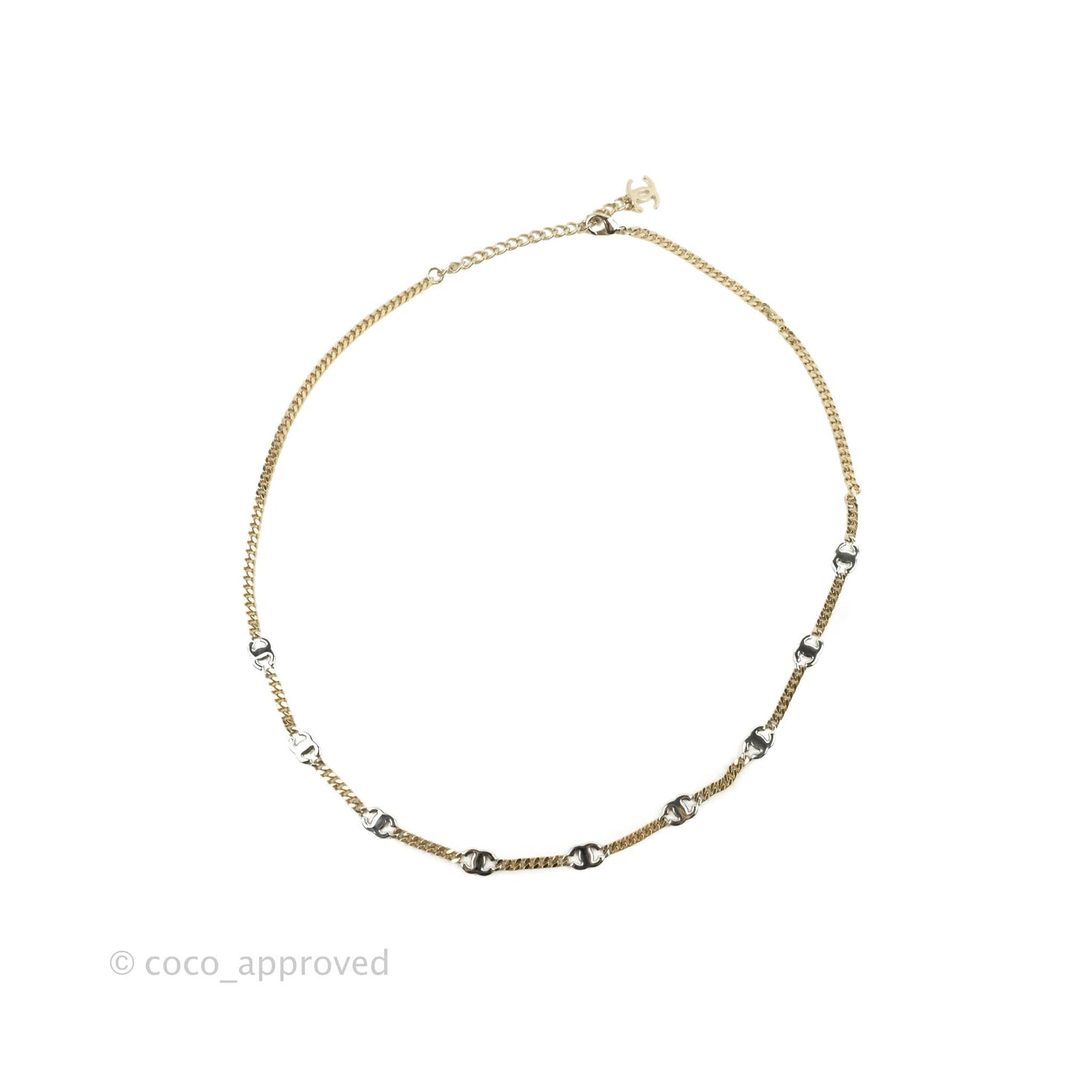 Chanel CC Crystal Chain Necklace Gold & Silver Tone 22V