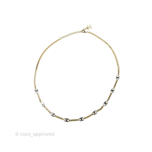 Chanel CC Crystal Chain Necklace Gold & Silver Tone 22V