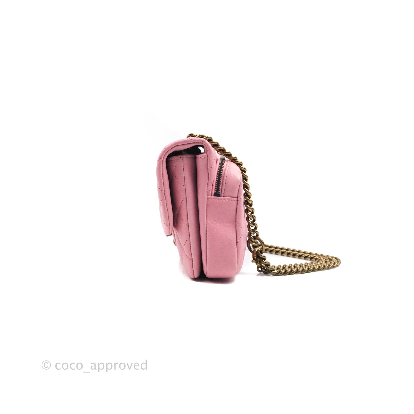 Chanel CC Crown Flap Pink Calfskin Antique Gold Hardware