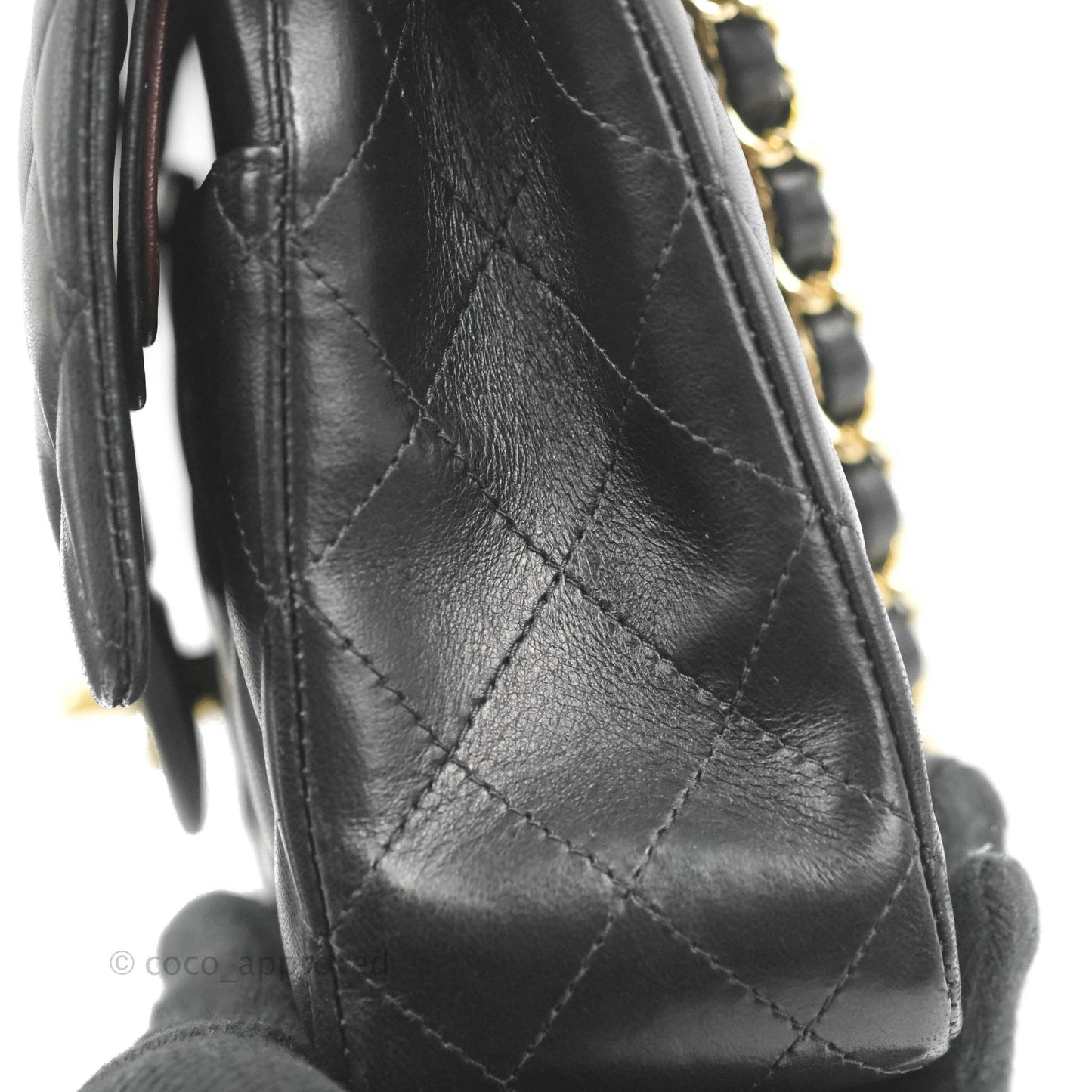 Chanel Classic M/L Medium Flap Quilted Black Lambskin Gold Hardware
